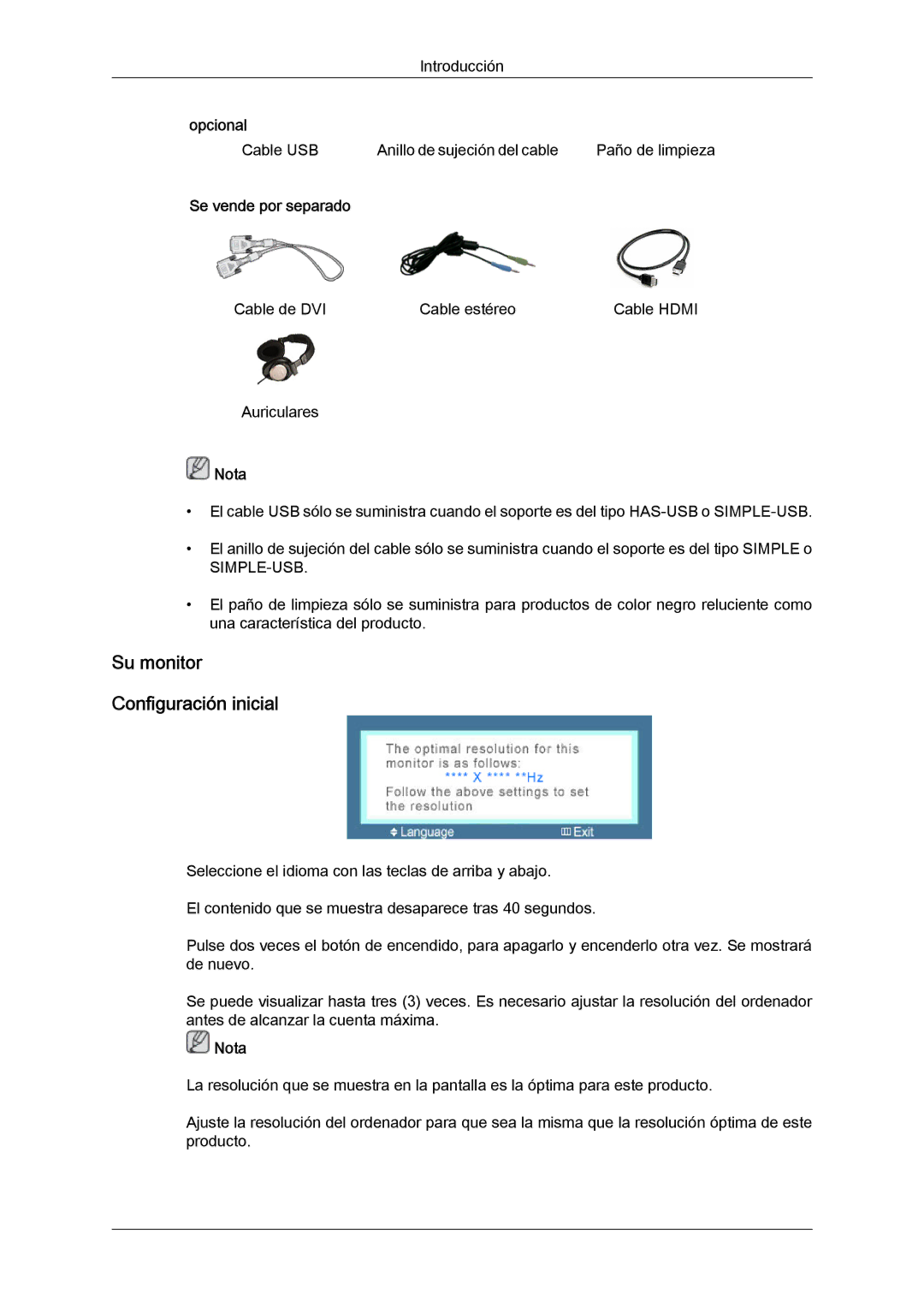 Samsung LS24KIQRFV/EDC, LS24KIVKBQ/EDC manual Cable USB Anillo de sujeción del cable Paño de limpieza 