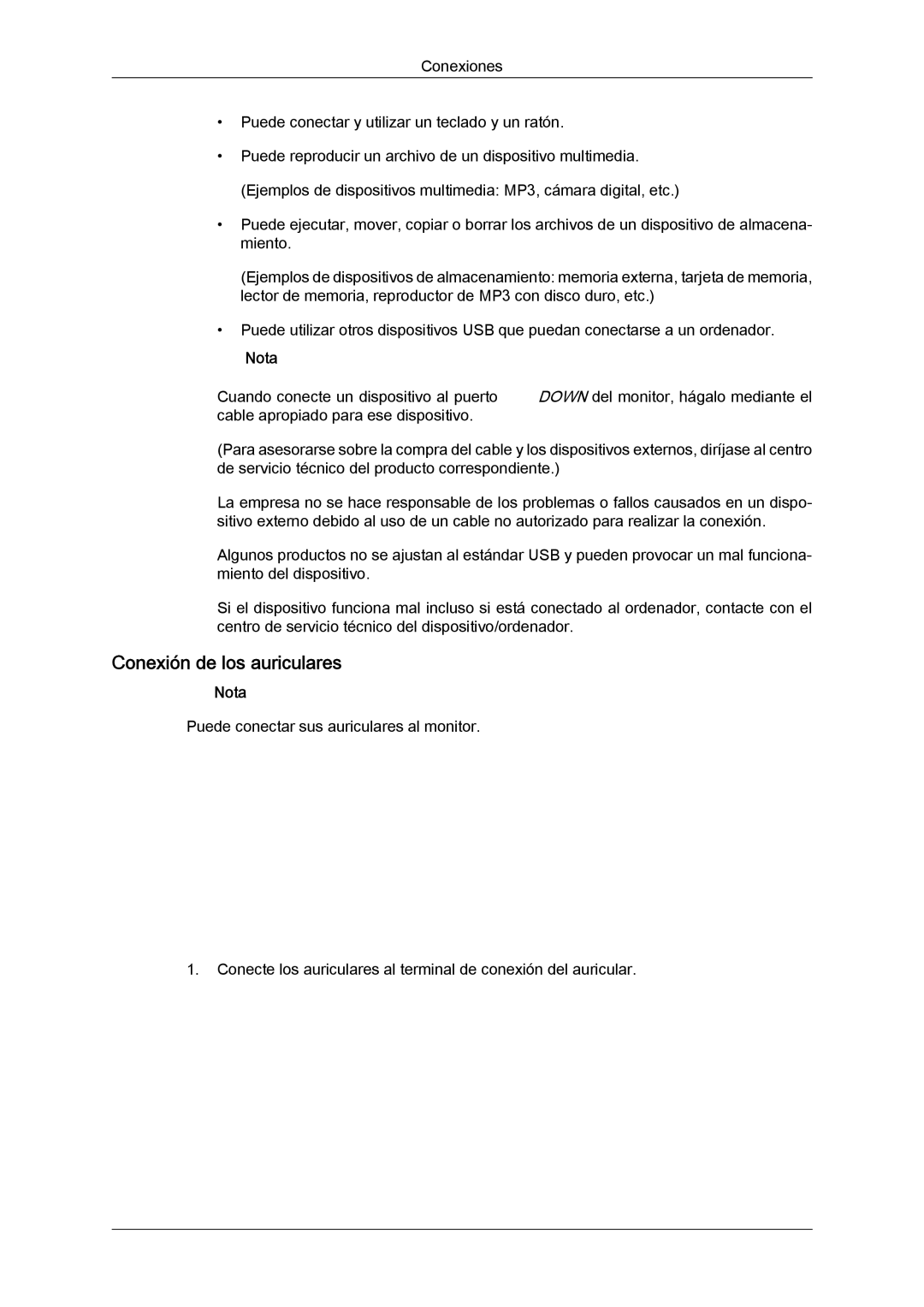 Samsung LS24KIQRFV/EDC, LS24KIVKBQ/EDC manual Conexión de los auriculares 