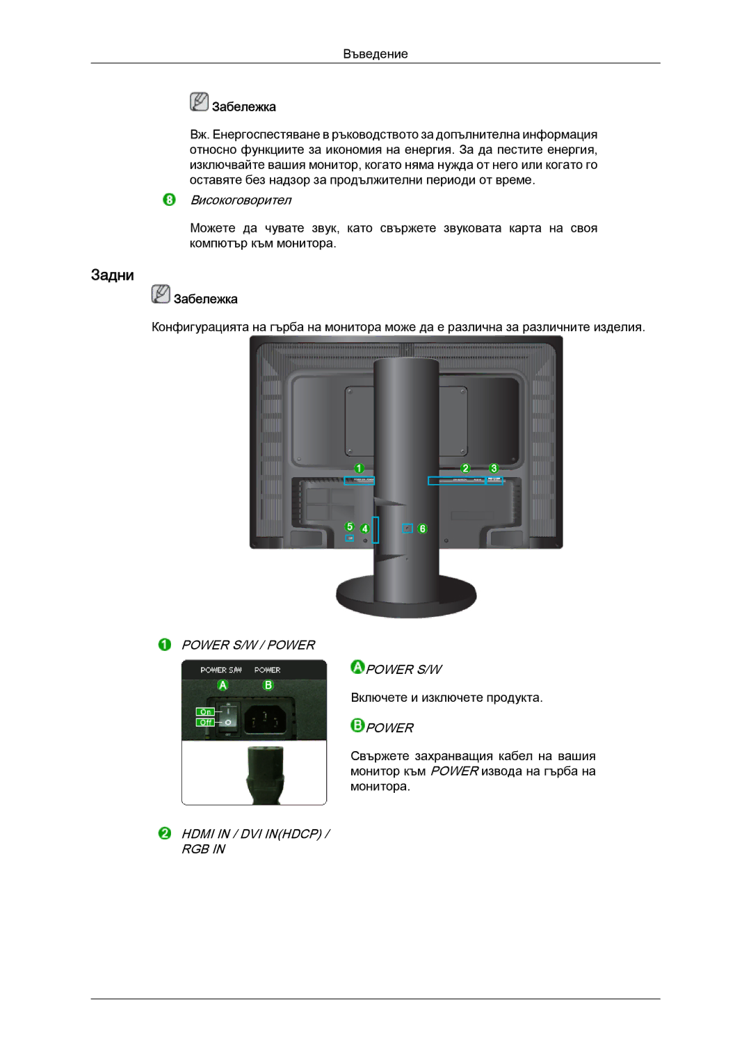 Samsung LS24KIVKBQ/EDC, LS24KIQRFV/EDC manual Задни 