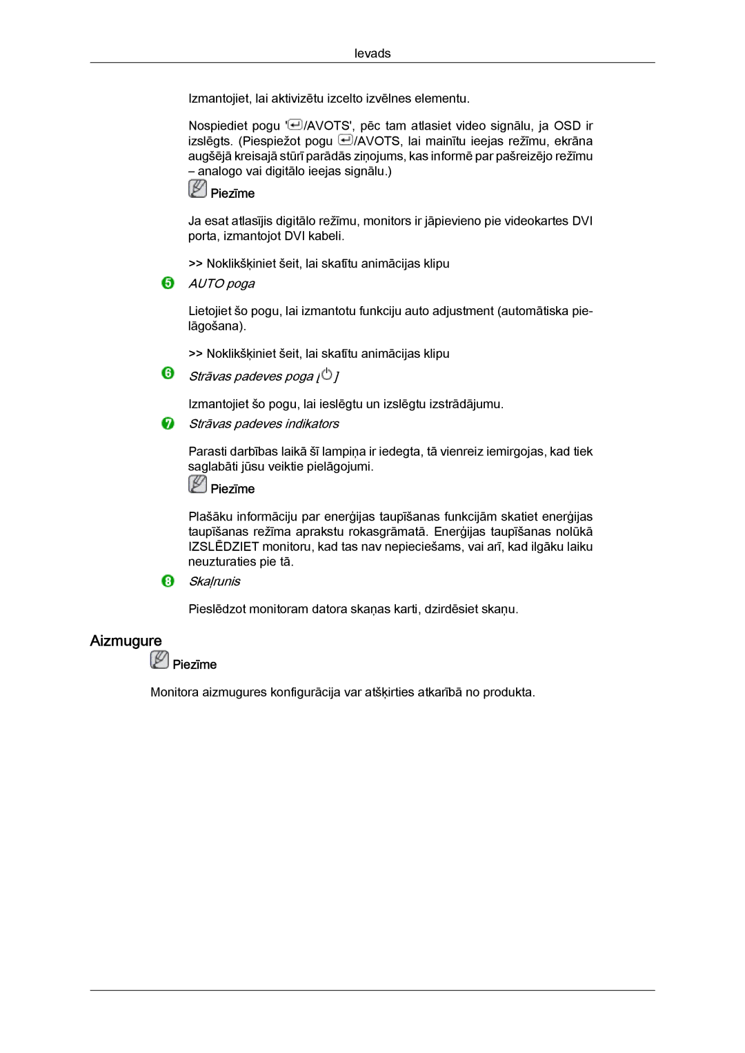 Samsung LS24KIQRFV/EDC, LS24KIVKBQ/EDC manual Strāvas padeves poga 