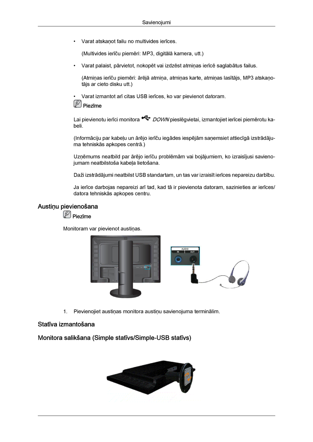 Samsung LS24KIVKBQ/EDC, LS24KIQRFV/EDC manual Austiņu pievienošana 