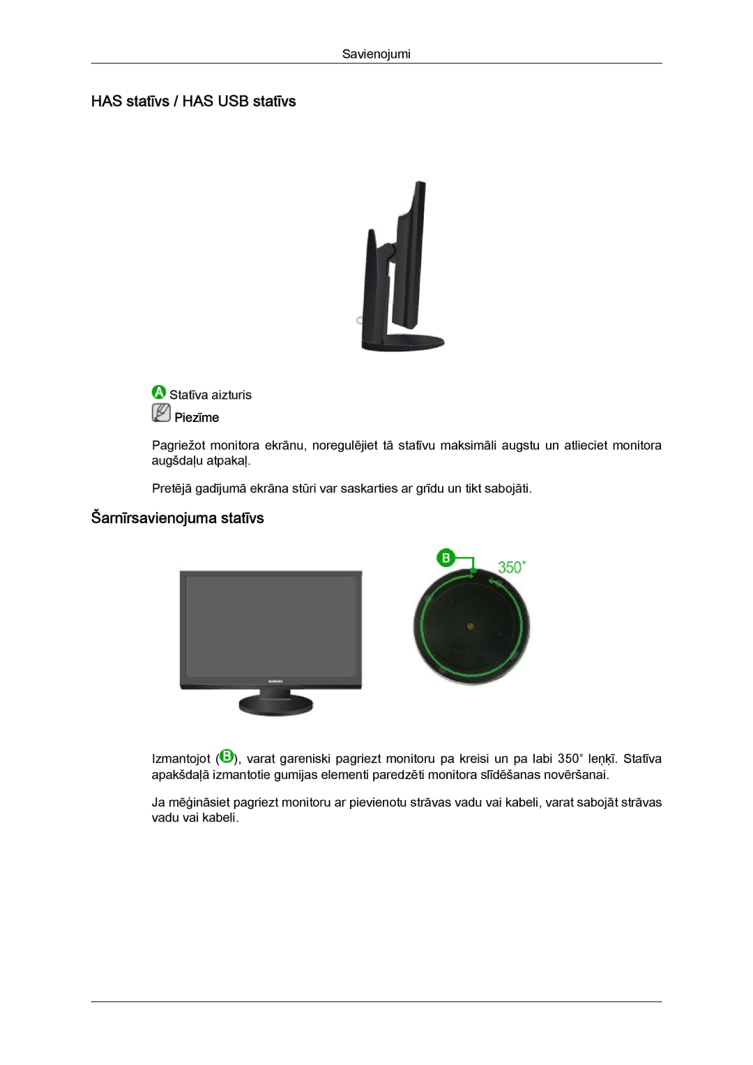 Samsung LS24KIQRFV/EDC, LS24KIVKBQ/EDC manual Has statīvs / has USB statīvs, Šarnīrsavienojuma statīvs 