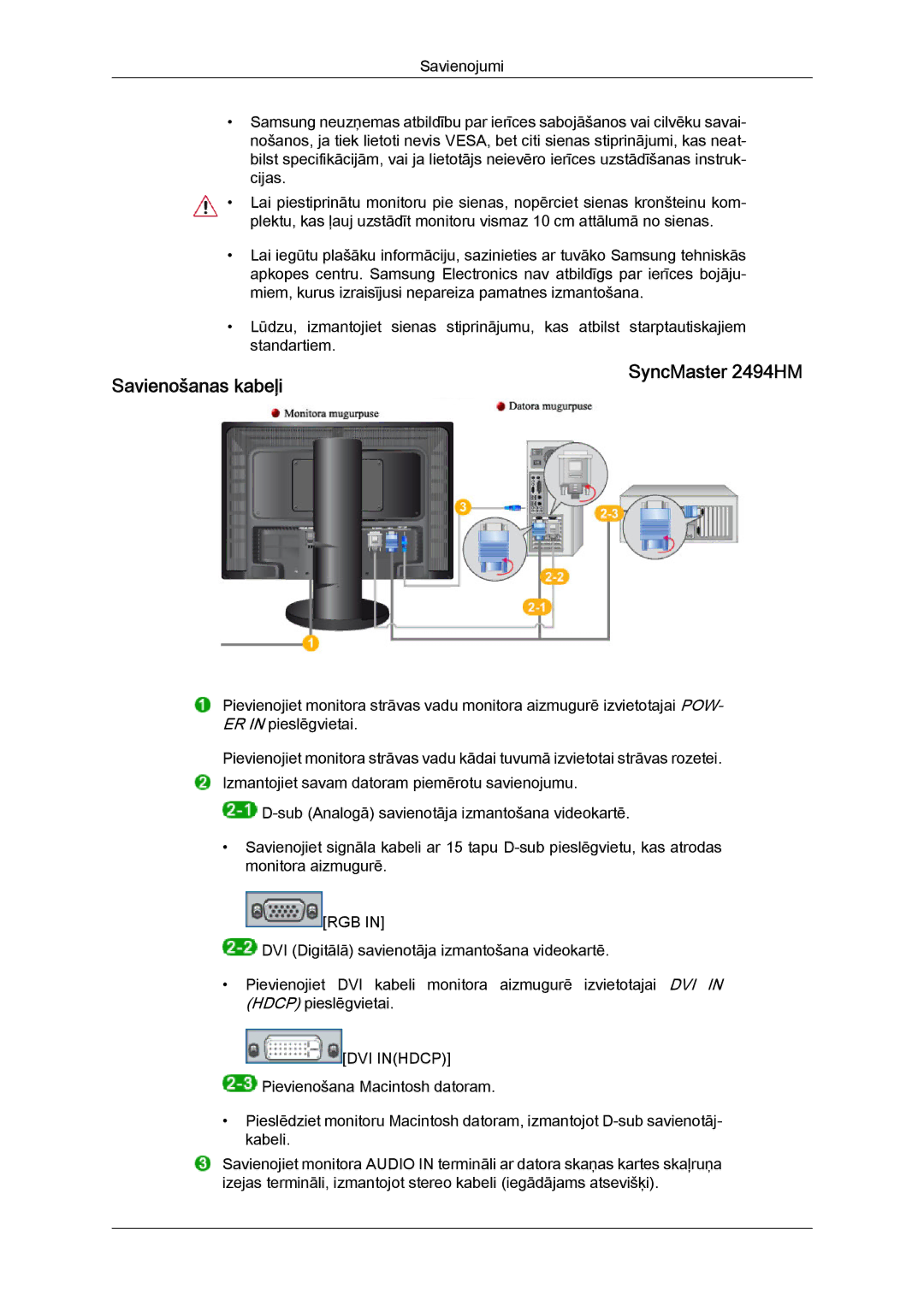 Samsung LS24KIVKBQ/EDC, LS24KIQRFV/EDC manual Savienošanas kabeļi 