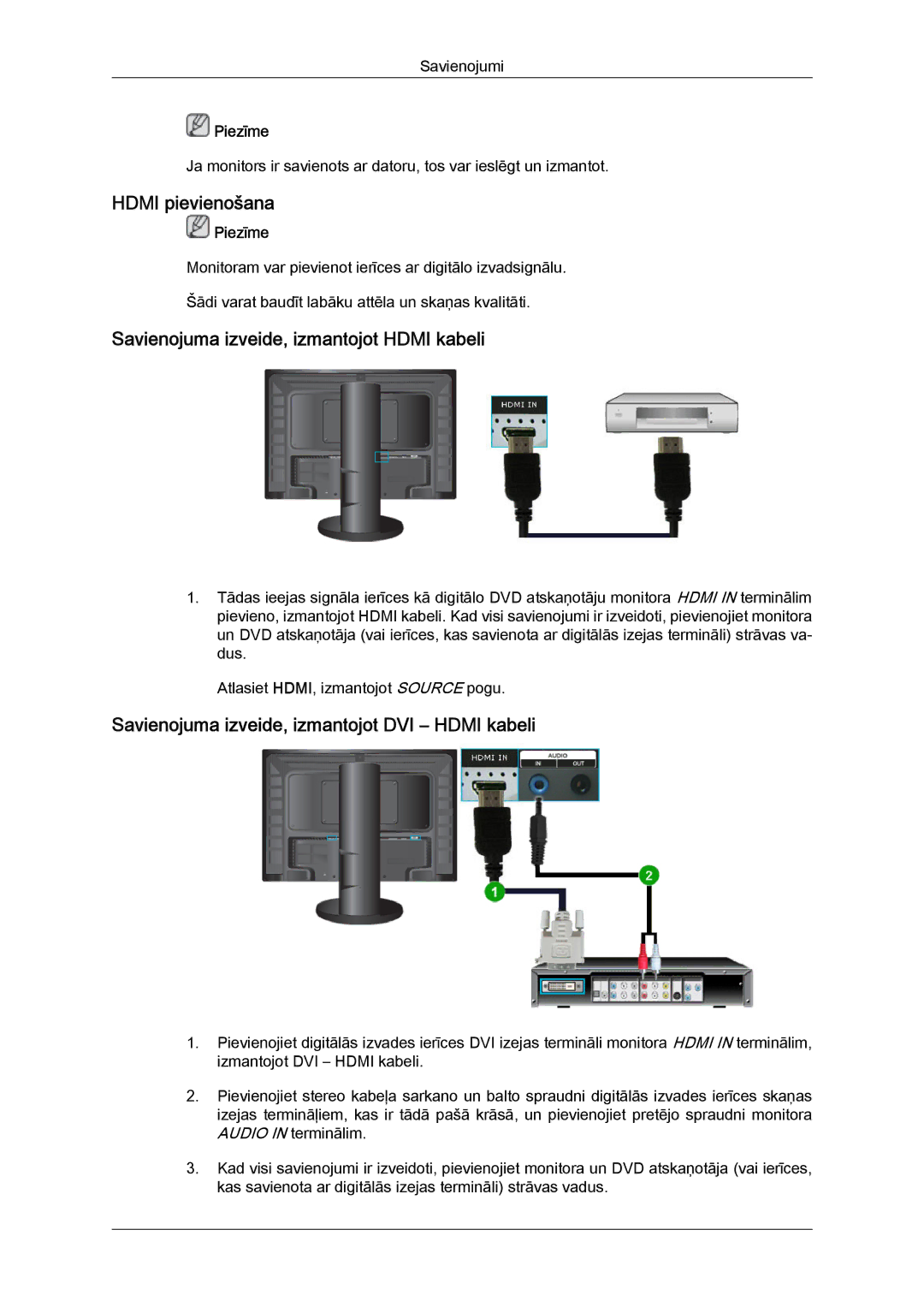 Samsung LS24KIQRFV/EDC, LS24KIVKBQ/EDC manual Hdmi pievienošana 