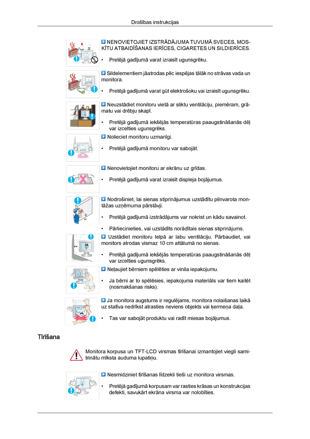 Samsung LS24KIQRFV/EDC, LS24KIVKBQ/EDC manual Tīrīšana 