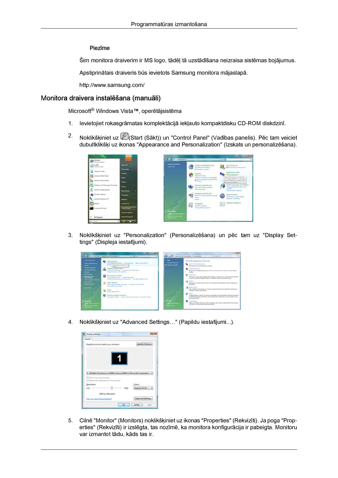 Samsung LS24KIQRFV/EDC, LS24KIVKBQ/EDC manual Monitora draivera instalēšana manuāli 