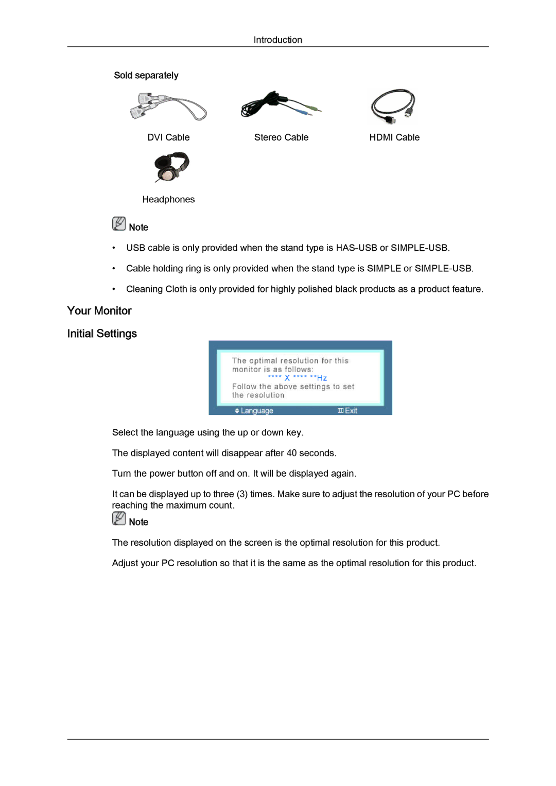 Samsung LS24KIVKBQ/CH, LS24KIVKBQ/XJ, LS24KIQRFV/XJ, LS24KIQRFV/EDC, LS24KIQRBQ/EN manual Your Monitor Initial Settings 