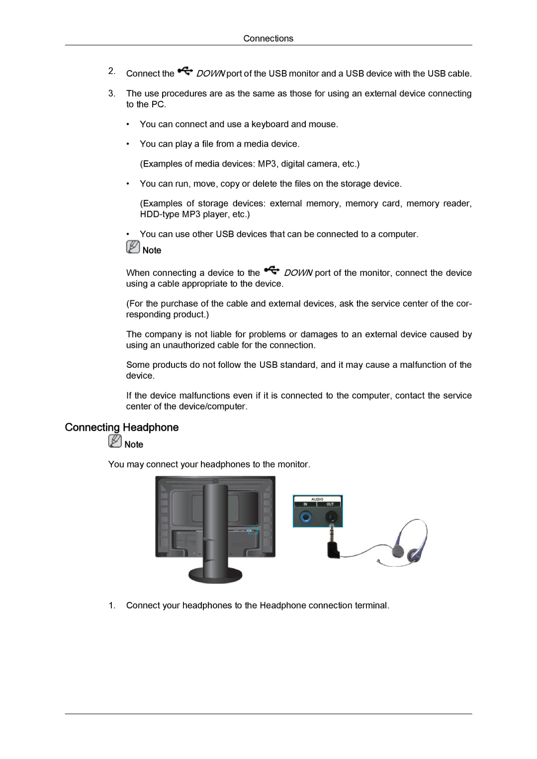 Samsung LS24KIQRFV/XJ, LS24KIVKBQ/XJ, LS24KIQRFV/EDC, LS24KIQRBQ/EN, LS24KIVKBQ/EDC, LS24KIVKBQ/HS manual Connecting Headphone 