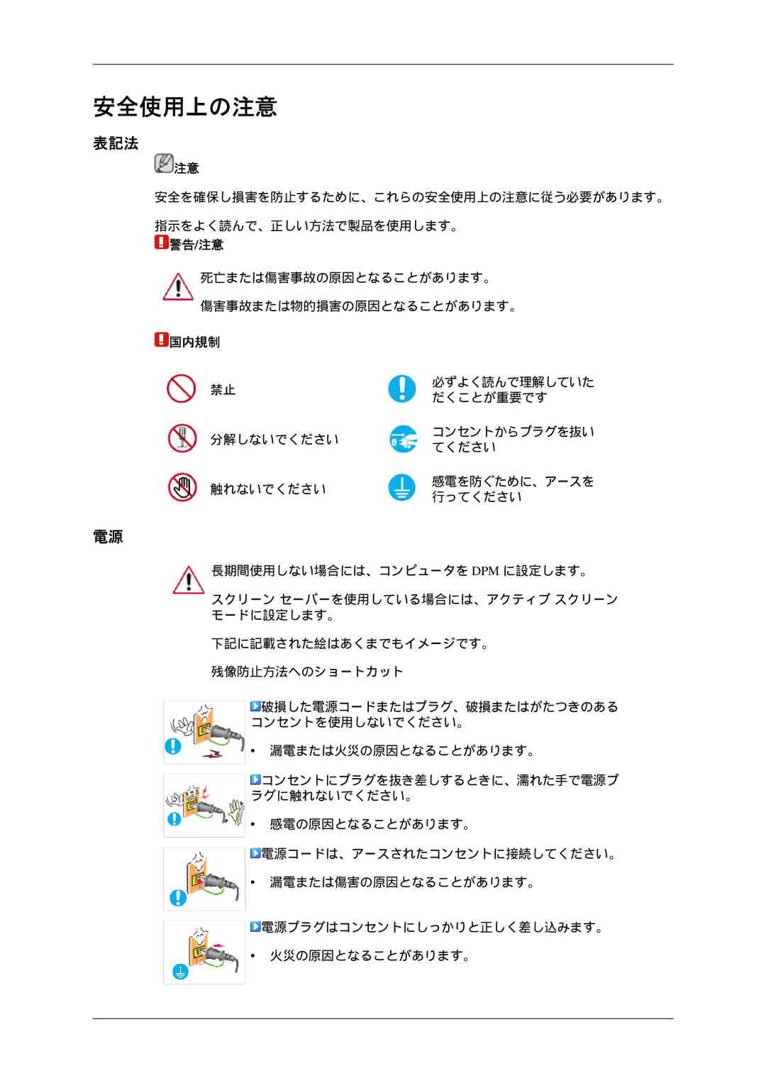 Samsung LS24KIVKBQ/XJ manual 安全使用上の注意, 表記法 