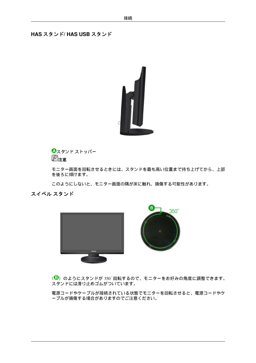 Samsung LS24KIVKBQ/XJ manual Has スタンド/ has USB スタンド, スイベル スタンド 