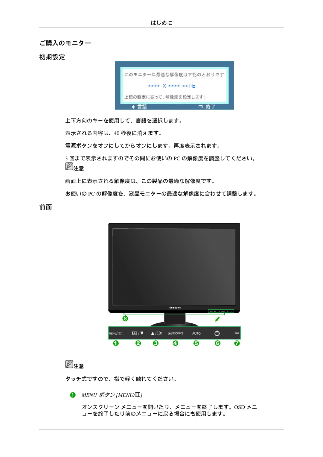 Samsung LS24KIVKBQ/XJ manual ご購入のモニター 初期設定 