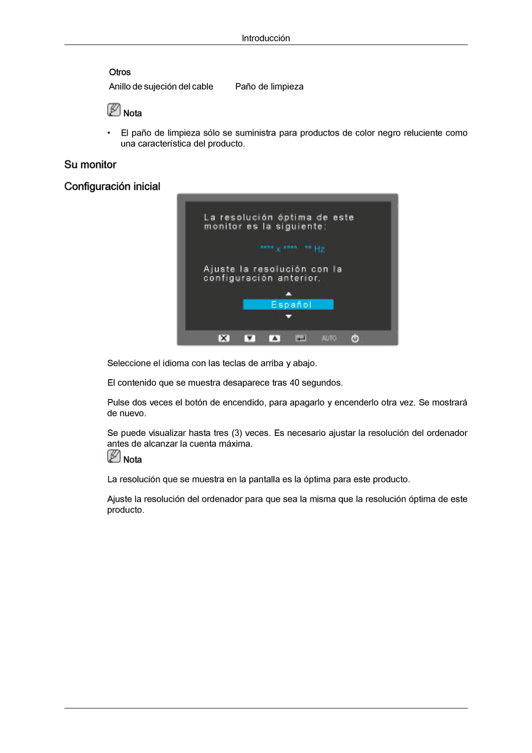 Samsung LS24KILKBQ/CH, LS24KIZKFV/EN, LS24KILKBQ/EN manual Su monitor Configuración inicial 