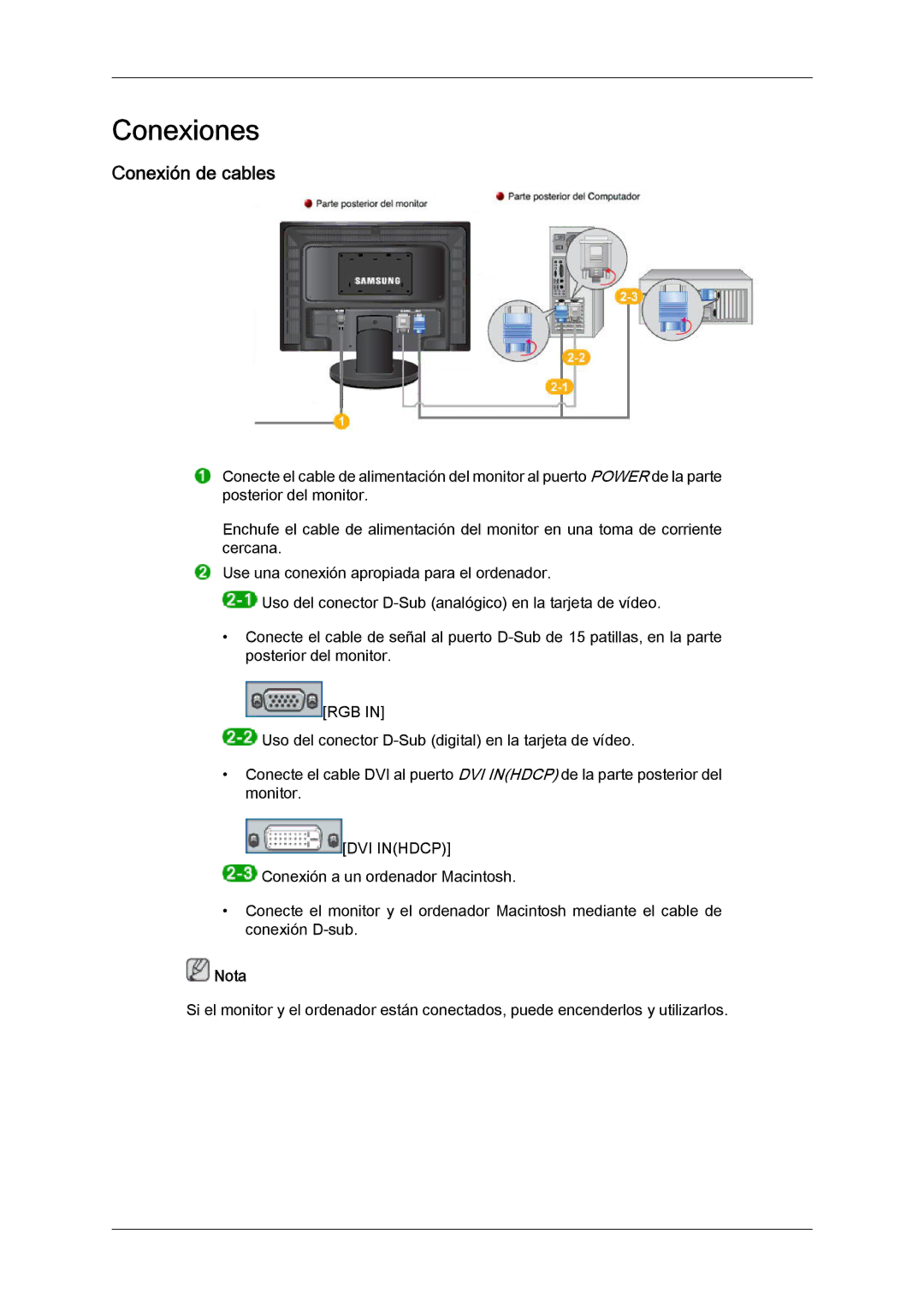 Samsung LS24KILKBQ/EN, LS24KIZKFV/EN, LS24KILKBQ/CH manual Conexiones, Conexión de cables 