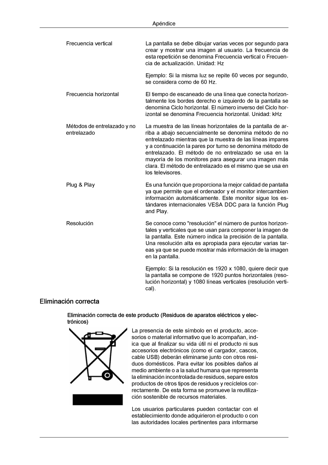 Samsung LS24KIZKFV/EN, LS24KILKBQ/EN, LS24KILKBQ/CH manual Eliminación correcta 