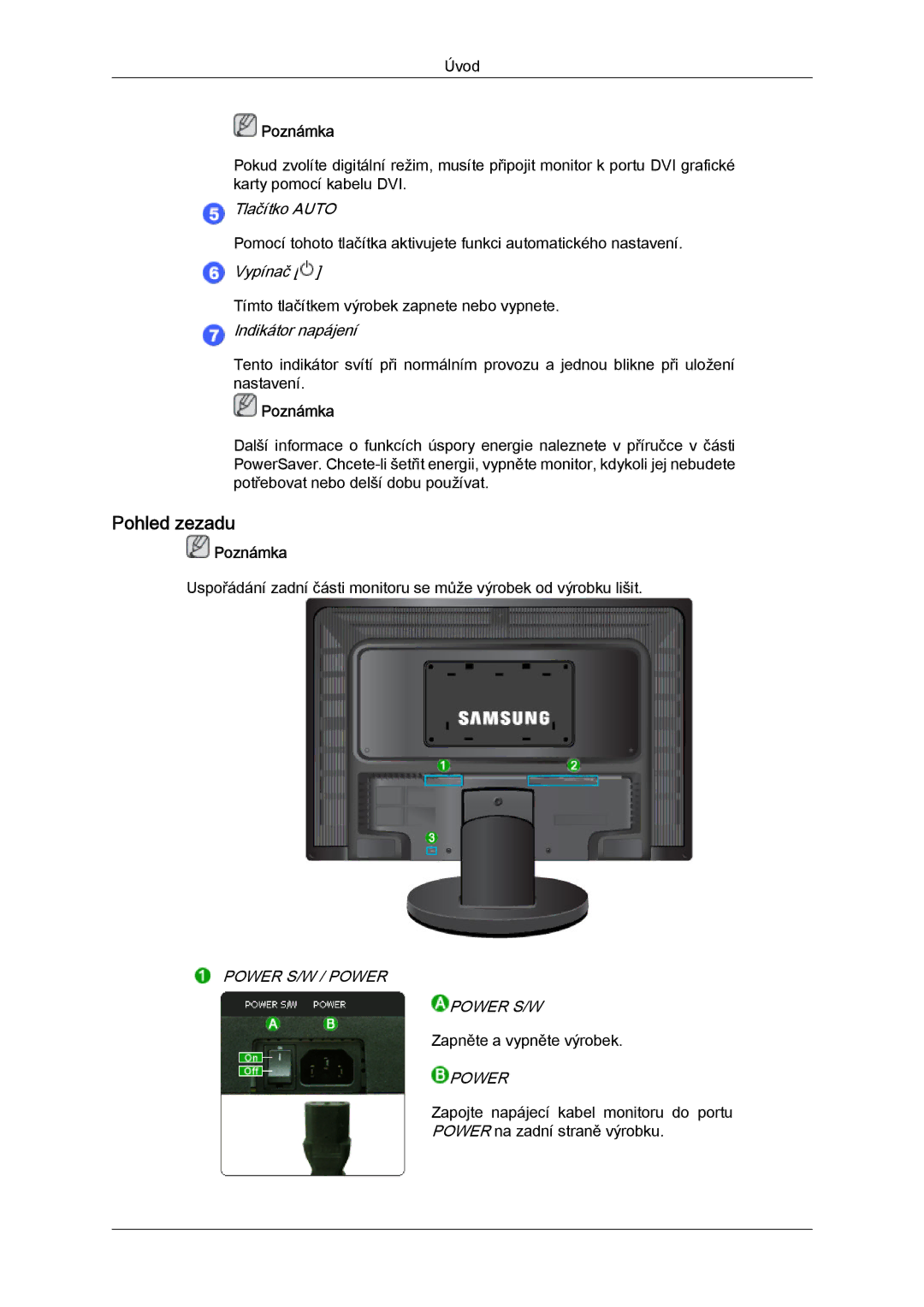 Samsung LS24KILKBQ/EN, LS24KIZKFV/EN, LS24KILKBQ/CH manual Pohled zezadu 