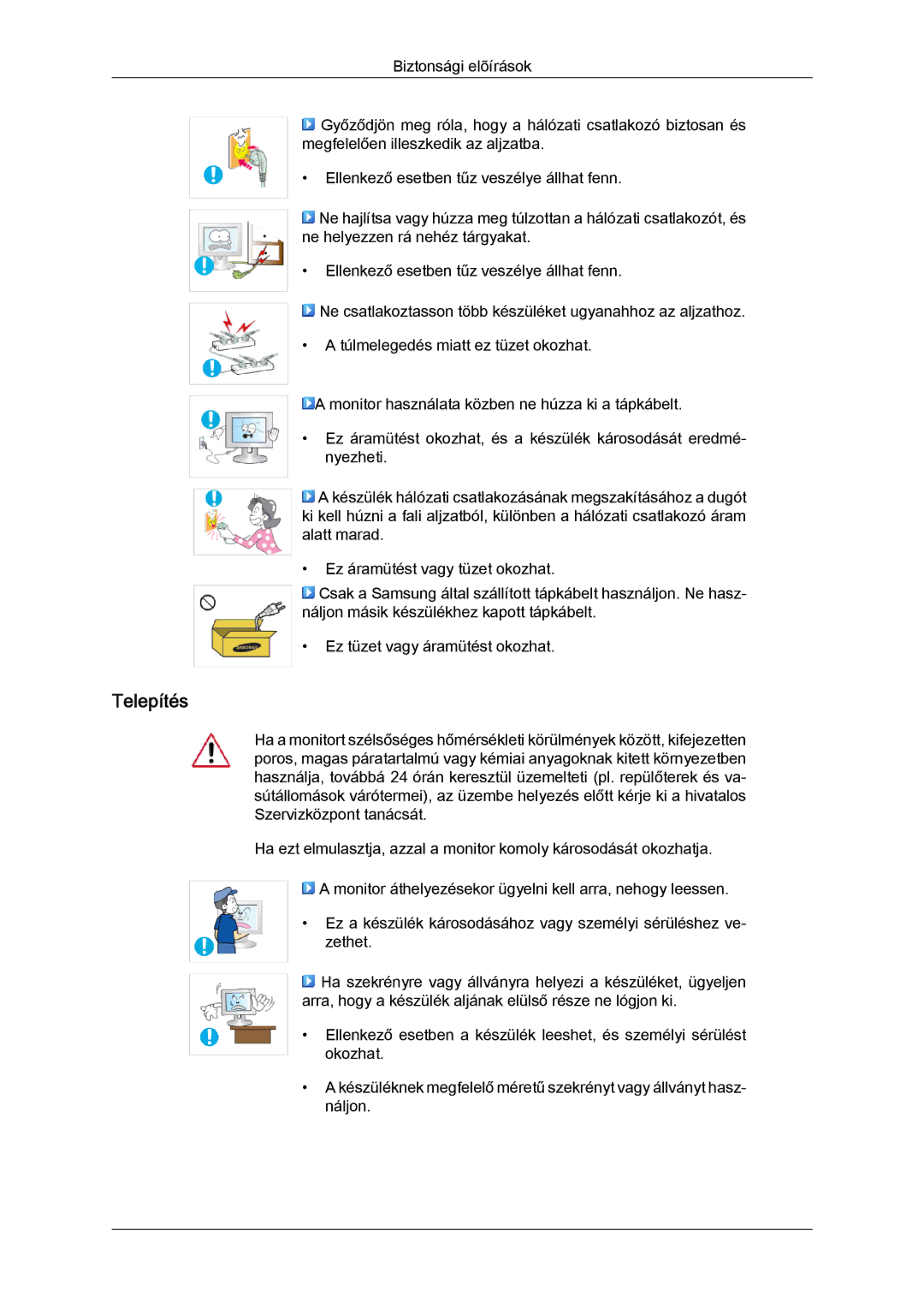 Samsung LS24KIZKFV/EN, LS24KILKBQ/EN, LS24KILKBQ/CH manual Telepítés 