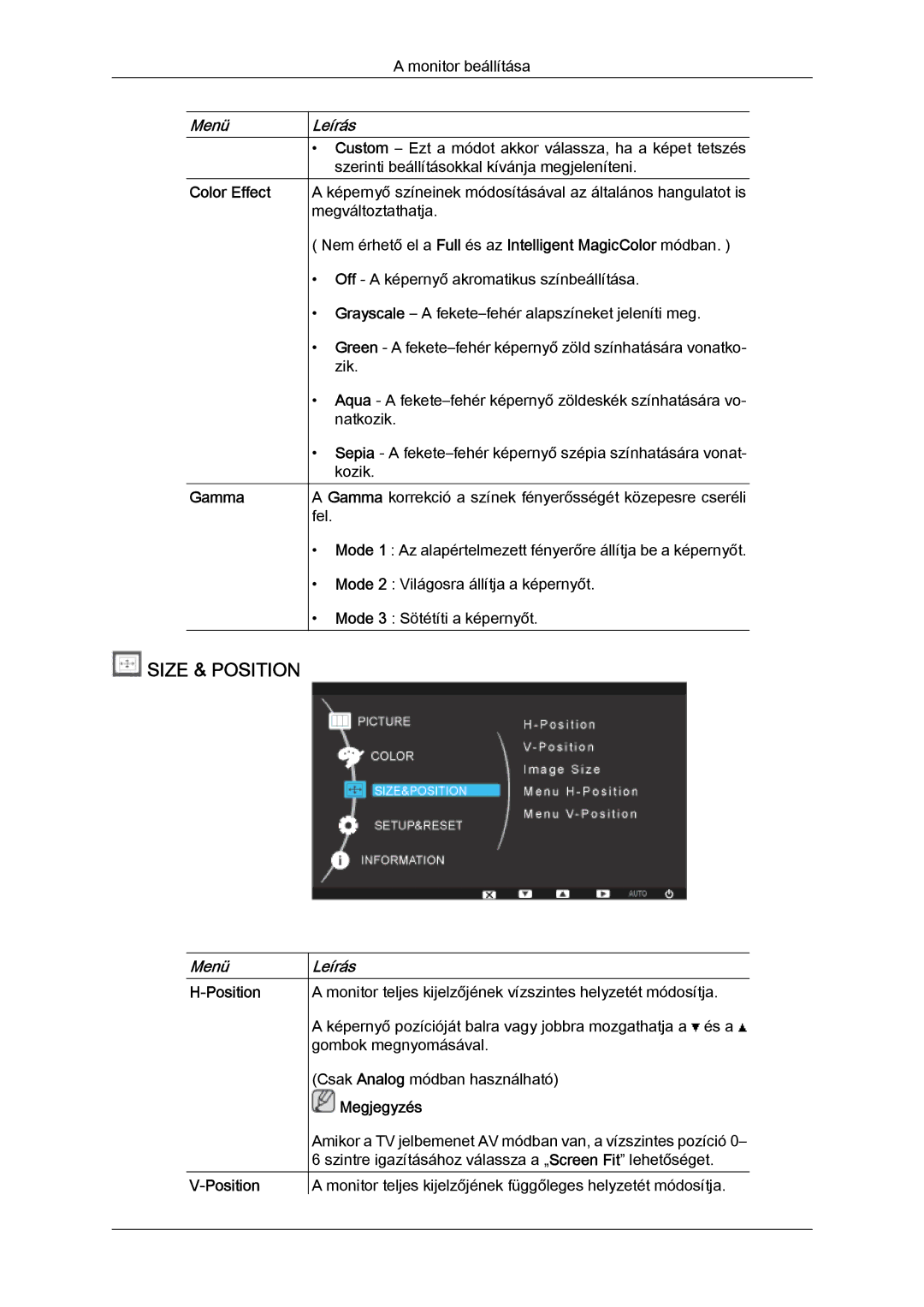 Samsung LS24KILKBQ/CH, LS24KIZKFV/EN, LS24KILKBQ/EN manual Size & Position, Color Effect Gamma 