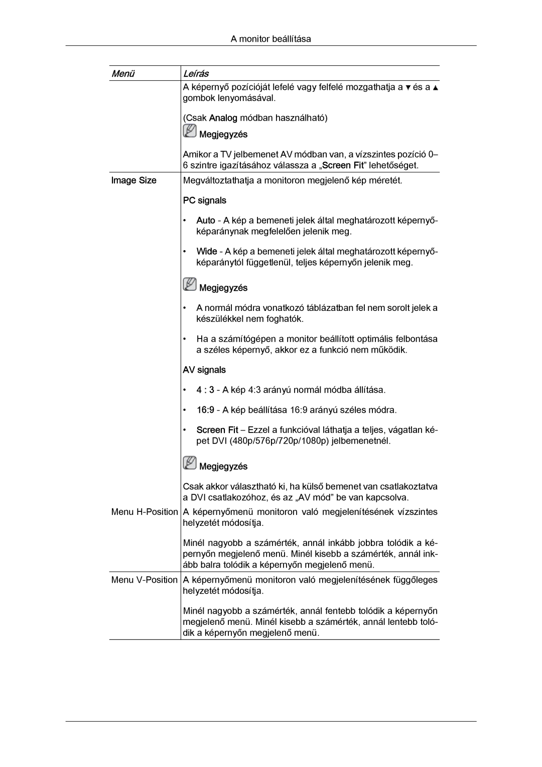 Samsung LS24KIZKFV/EN, LS24KILKBQ/EN, LS24KILKBQ/CH manual Image Size, PC signals, AV signals 