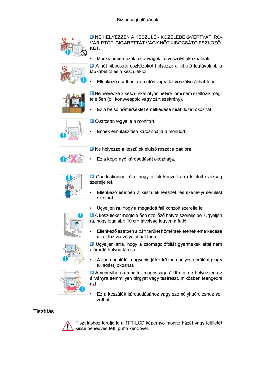 Samsung LS24KILKBQ/EN, LS24KIZKFV/EN, LS24KILKBQ/CH manual Tisztítás 