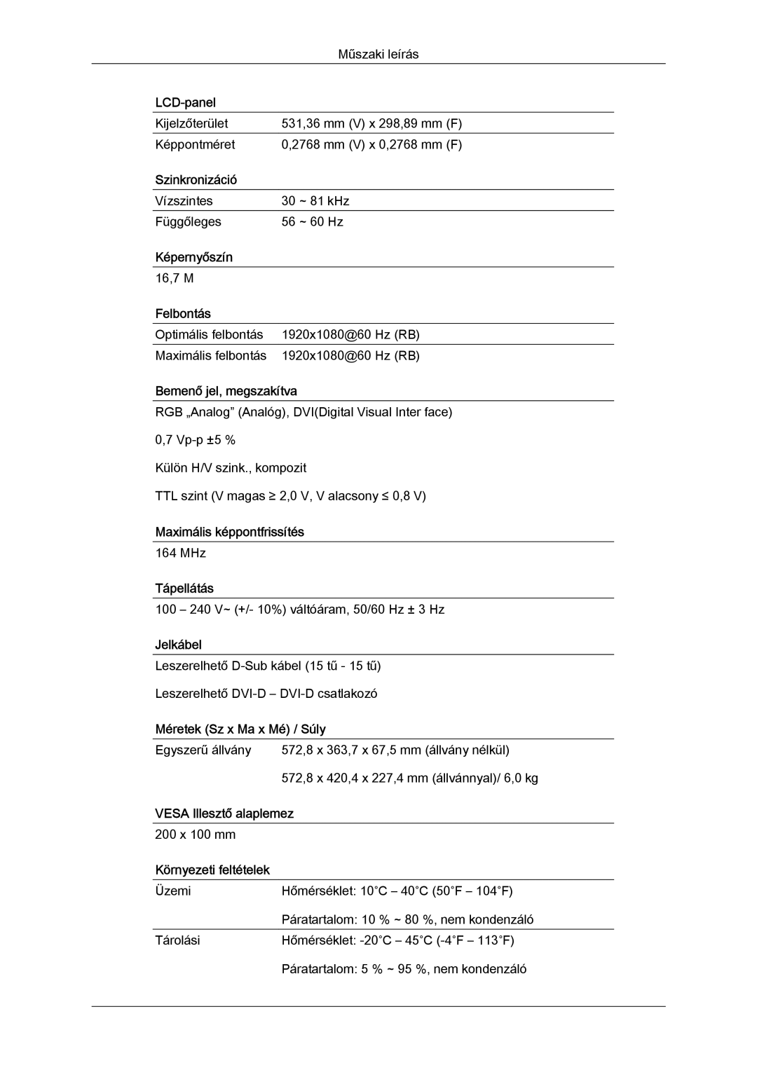 Samsung LS24KILKBQ/EN, LS24KIZKFV/EN, LS24KILKBQ/CH manual Szinkronizáció, Környezeti feltételek 