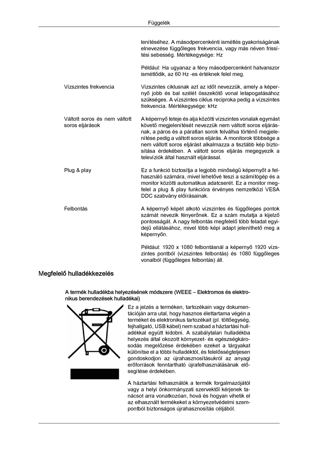 Samsung LS24KILKBQ/CH, LS24KIZKFV/EN, LS24KILKBQ/EN manual Megfelelő hulladékkezelés 