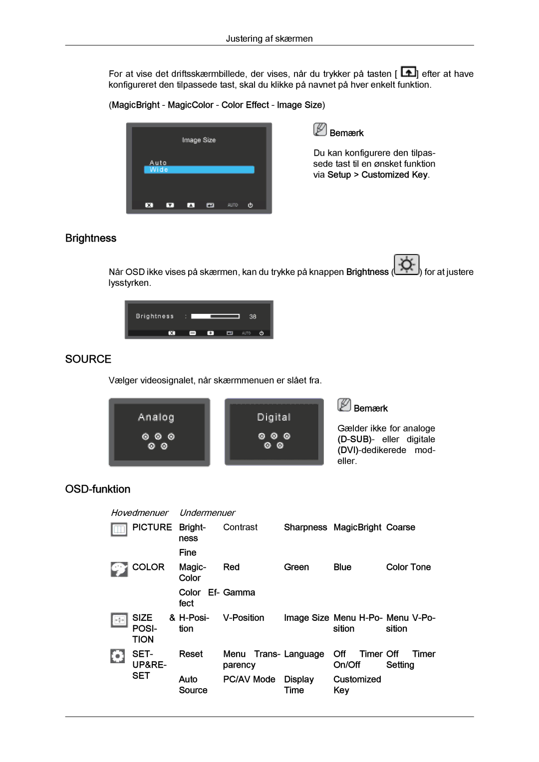 Samsung LS24KIZKFV/EN, LS24KILKBQ/EN manual Brightness, OSD-funktion 