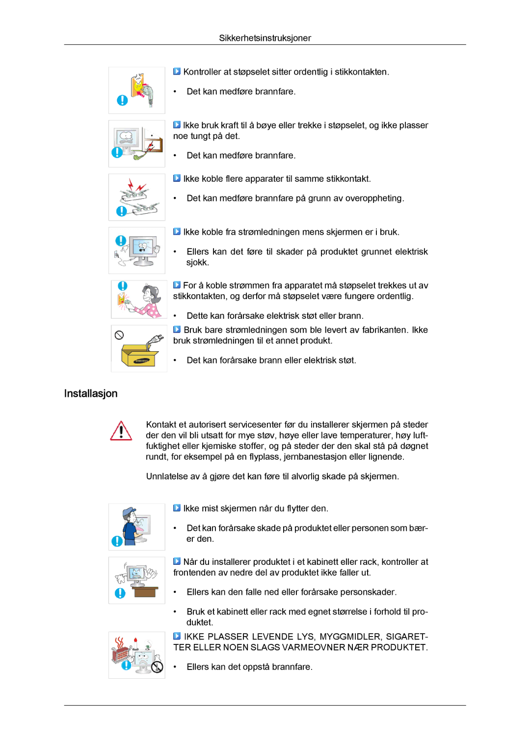 Samsung LS24KILKBQ/EN, LS24KIZKFV/EN manual Installasjon 