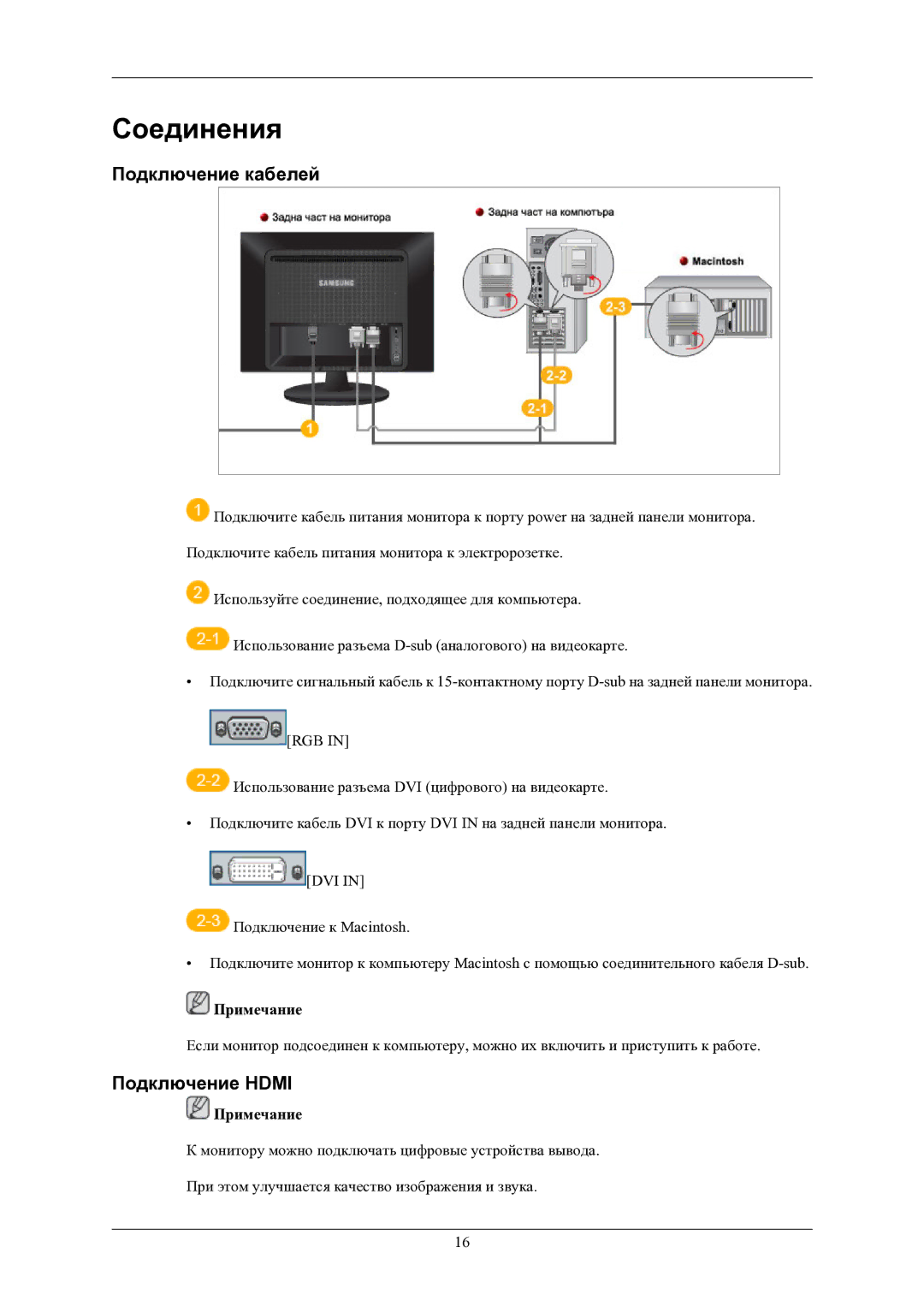 Samsung LS22LIUJF2/CI, LS24LIUJFV/EN, LS22LIUJFV/EN manual Соединения, Подключение кабелей, Подключение Hdmi 