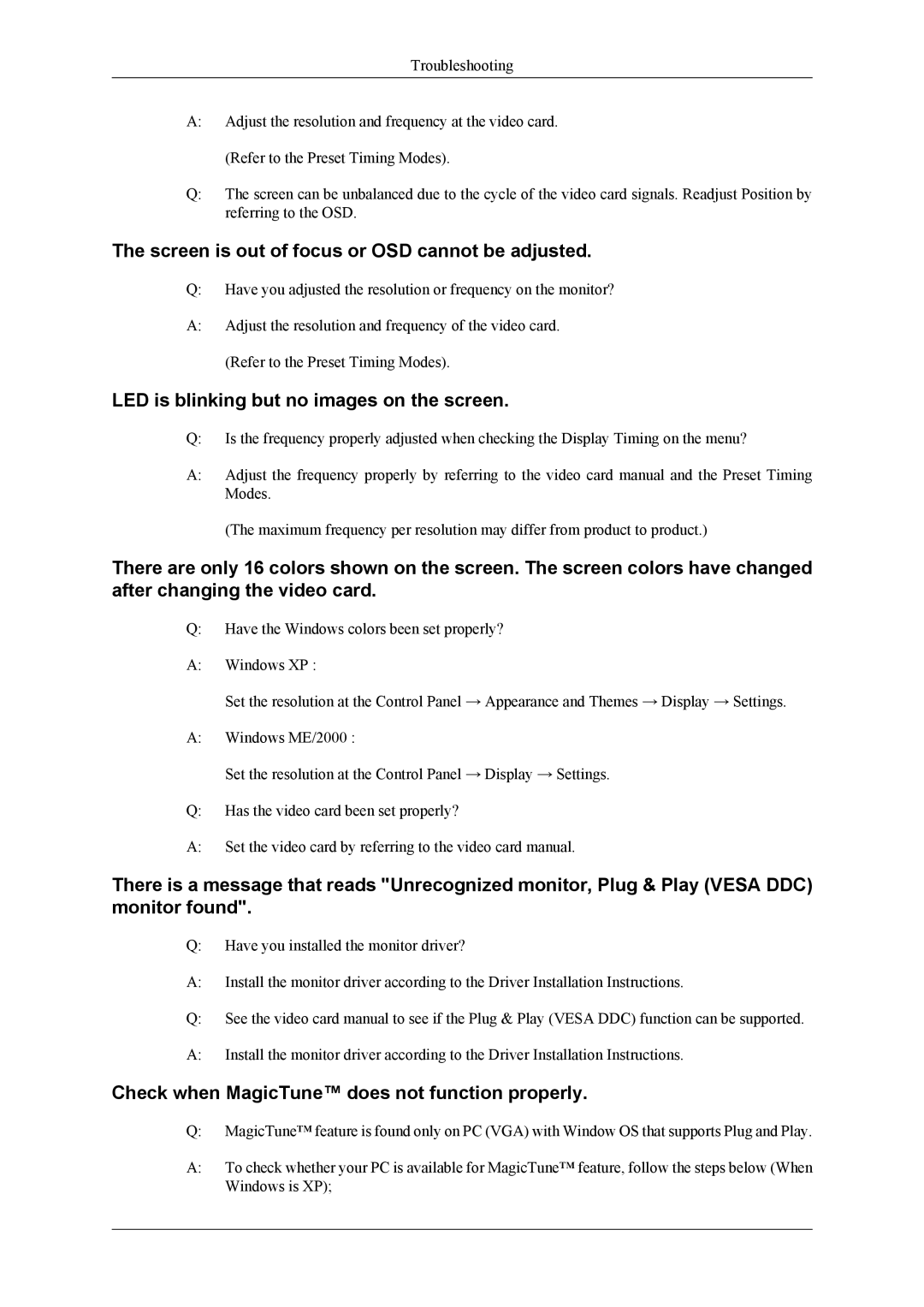 Samsung LS22LIUJFV/EN manual Screen is out of focus or OSD cannot be adjusted, LED is blinking but no images on the screen 