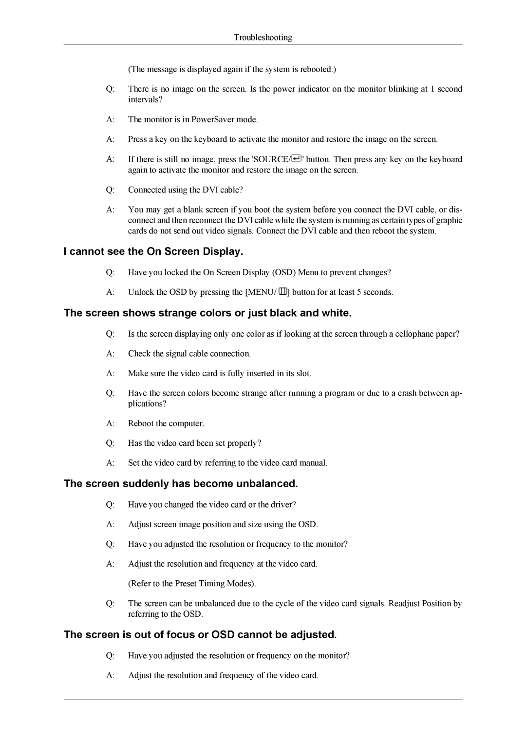 Samsung LS24LIUJFV/EN, LS22LIUJFV/EN, LS22LIUJFV/EDC, LS22LIUJF2/CI, LS24LIUJFVSEN manual Cannot see the On Screen Display 