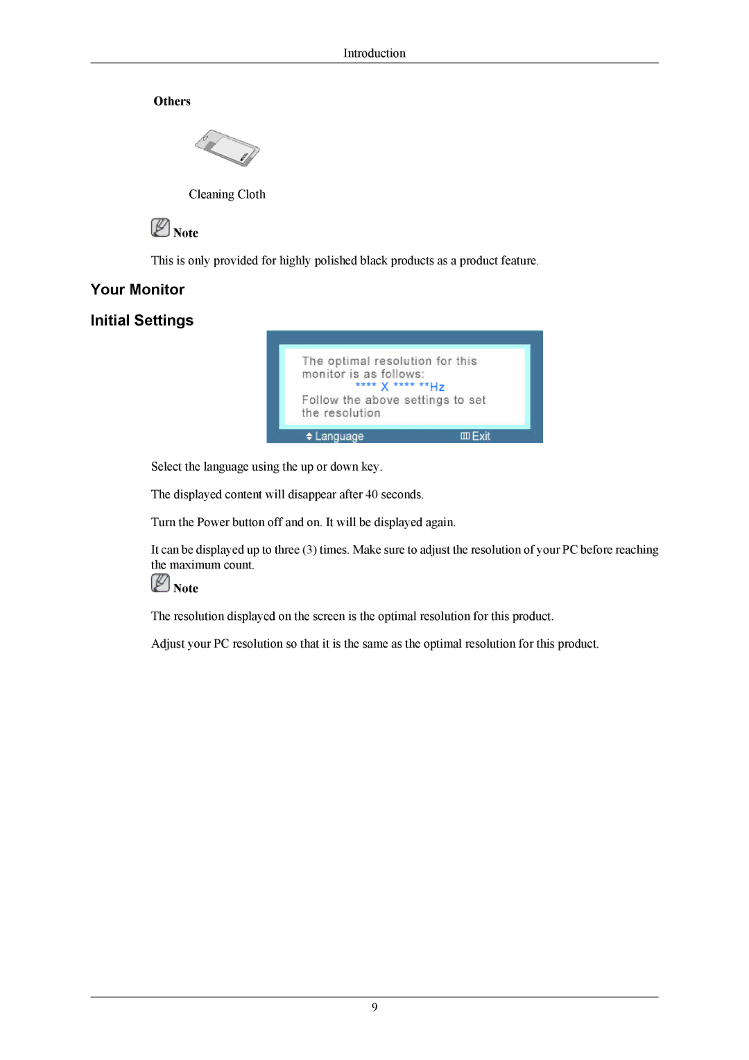 Samsung LS24LIUJFVSEN, LS24LIUJFV/EN, LS22LIUJFV/EN, LS22LIUJFV/EDC, LS22LIUJF2/CI manual Your Monitor Initial Settings, Others 