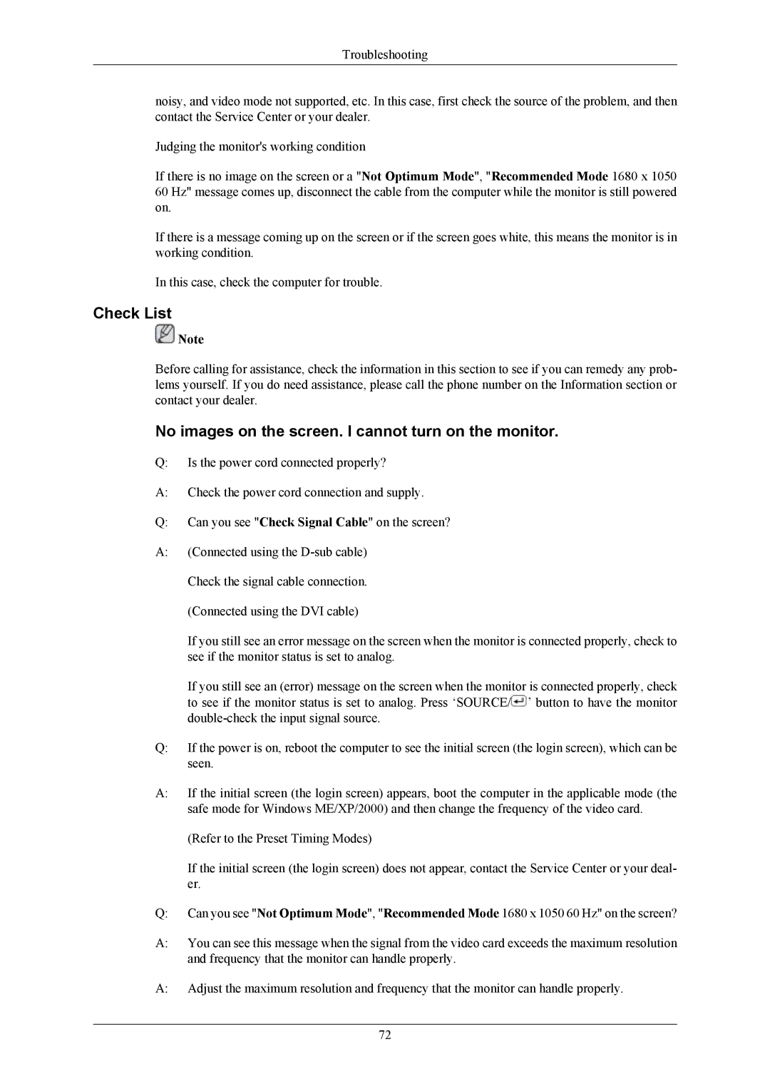 Samsung LS22LIUJFV/EN, LS24LIUJFV/EN, LS22LIUJFV/EDC manual Check List, No images on the screen. I cannot turn on the monitor 