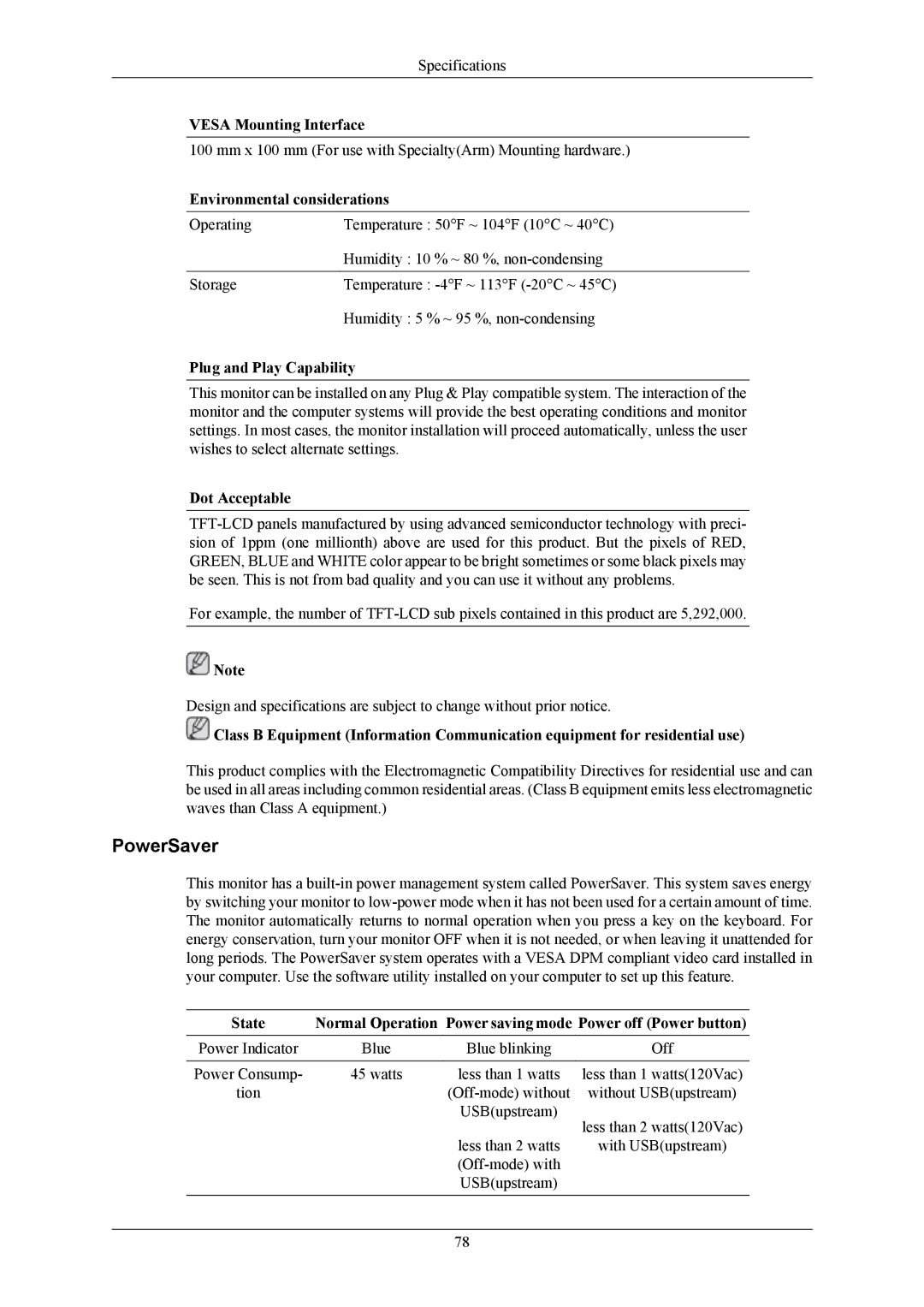 Samsung LS22LIUJFV/EN, LS24LIUJFV/EN, LS22LIUJFV/EDC, LS22LIUJF2/CI, LS24LIUJFVSEN PowerSaver, Environmental considerations 