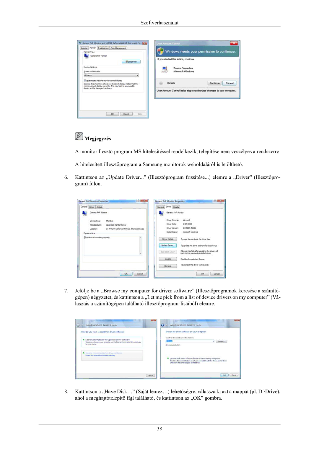 Samsung LS22LIUJFVSEN, LS24LIUJFV/EN, LS22LIUJFV/EN, LS24LIUJFVSEN manual Szoftverhasználat 