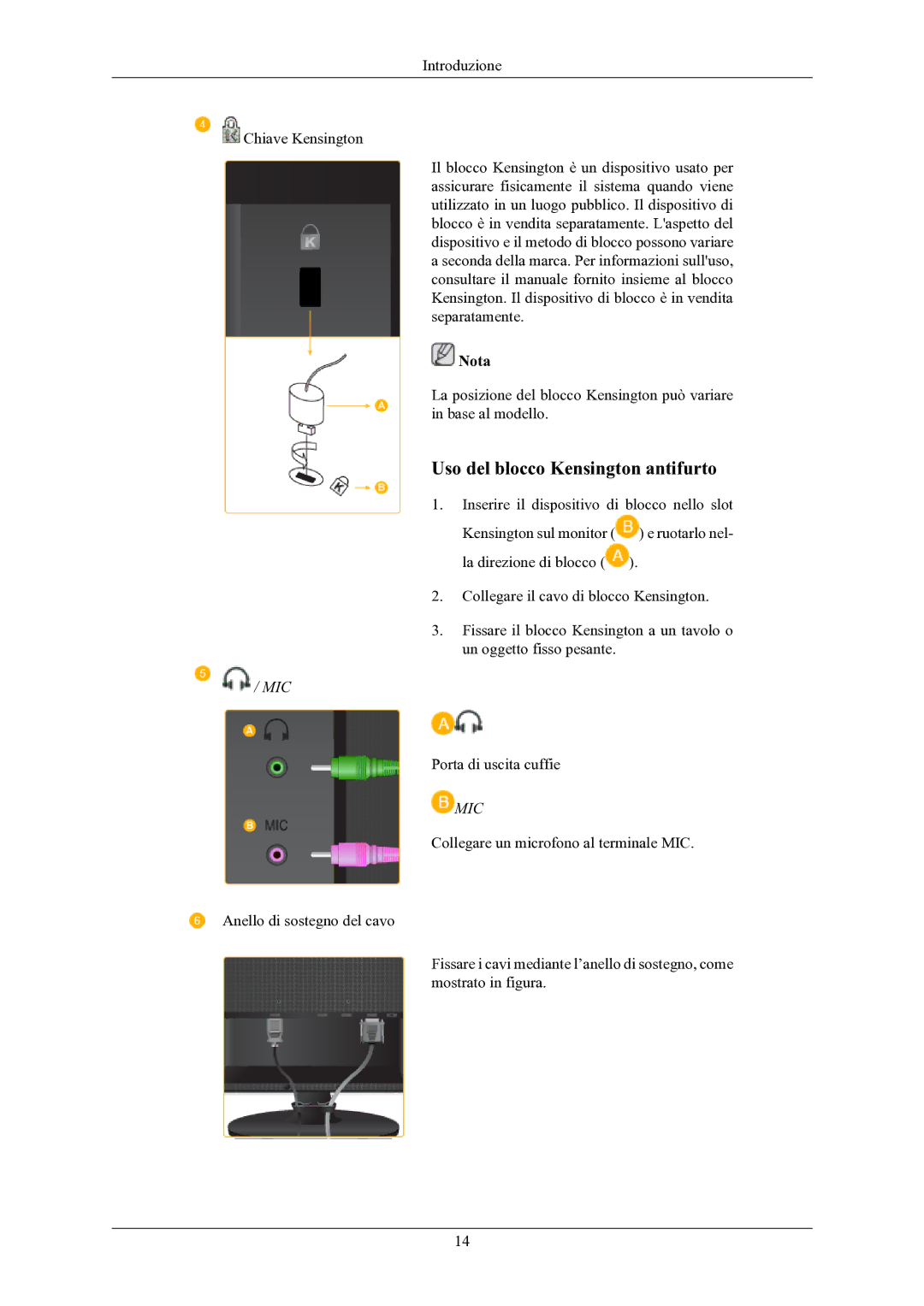 Samsung LS22LIUJFV/EN, LS24LIUJFV/EN manual Uso del blocco Kensington antifurto 