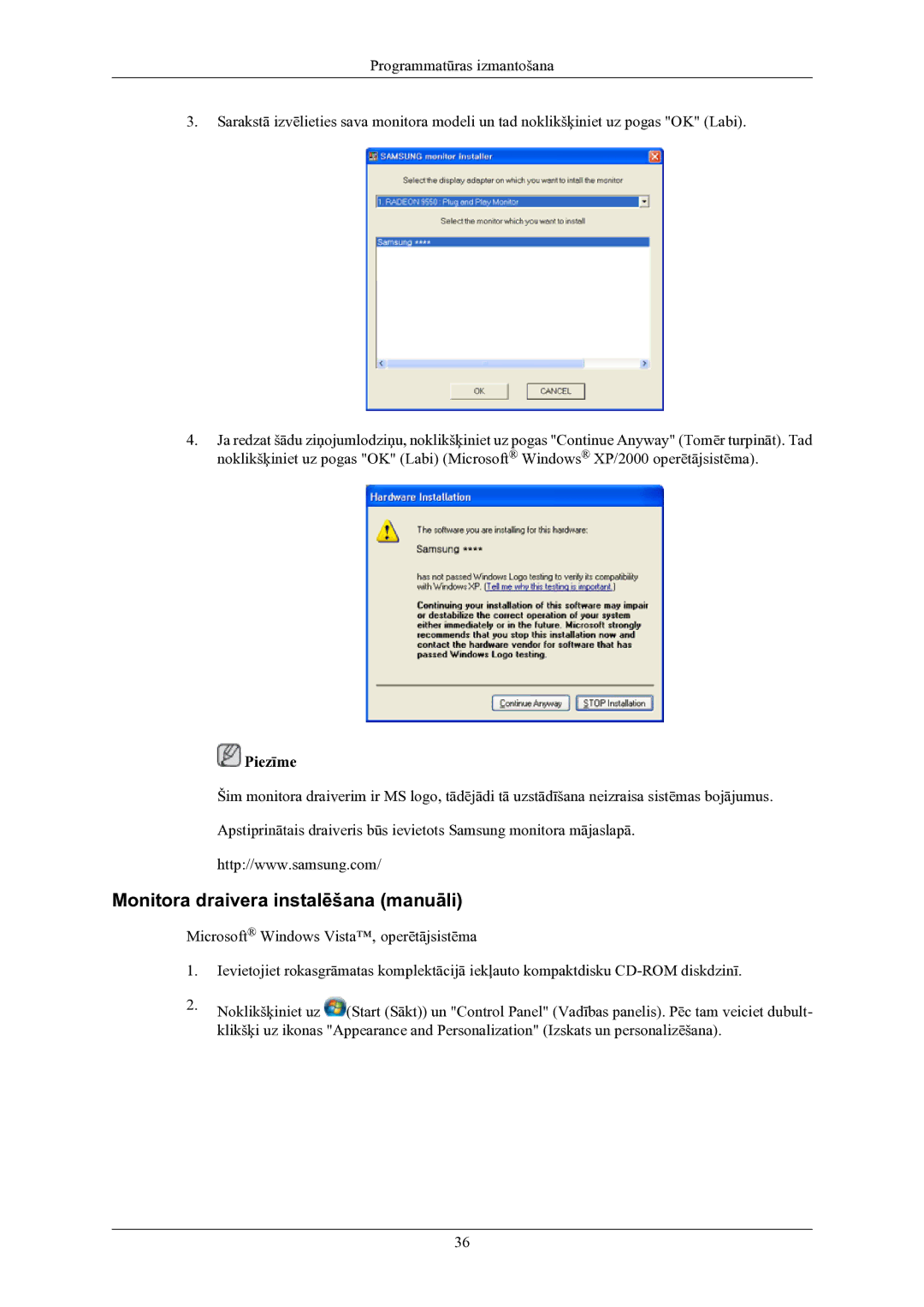 Samsung LS22LIUJFV/EN, LS24LIUJFV/EN manual Monitora draivera instalēšana manuāli 