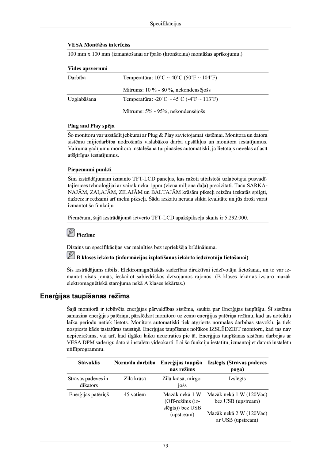 Samsung LS24LIUJFV/EN, LS22LIUJFV/EN manual Enerģijas taupīšanas režīms 