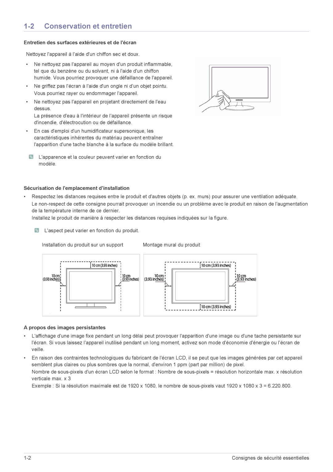 Samsung LS24LRZKUV/EN manual Conservation et entretien, Entretien des surfaces extérieures et de lécran 