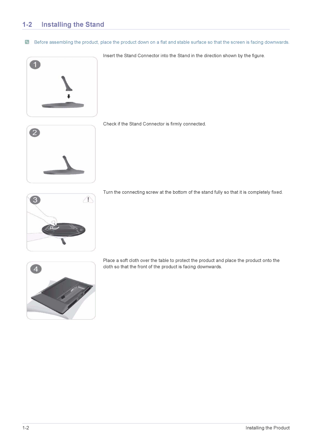 Samsung LS24LRZKUV/EN manual Installing the Stand 