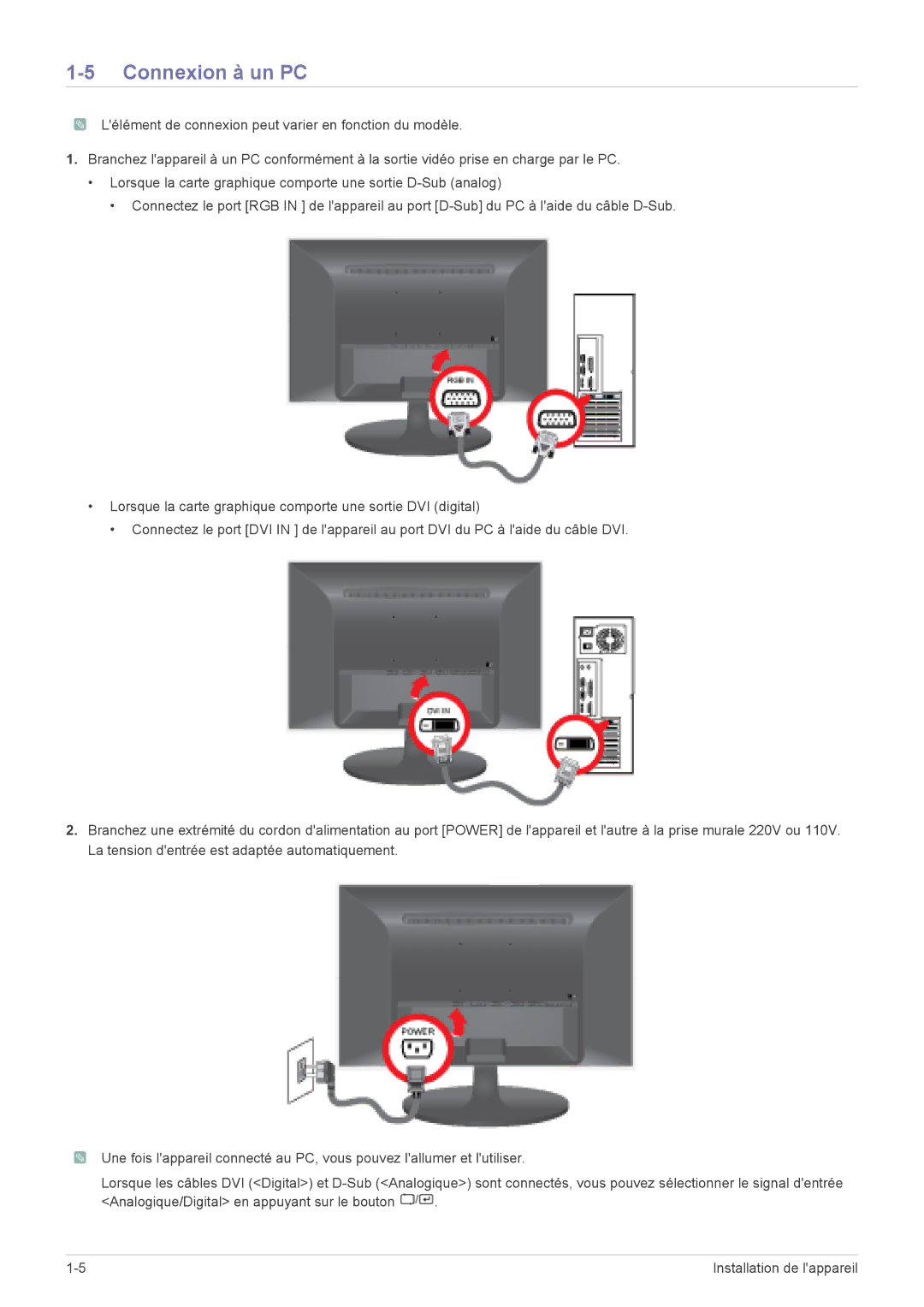 Samsung LS24LRZKUV/EN manual Connexion à un PC 