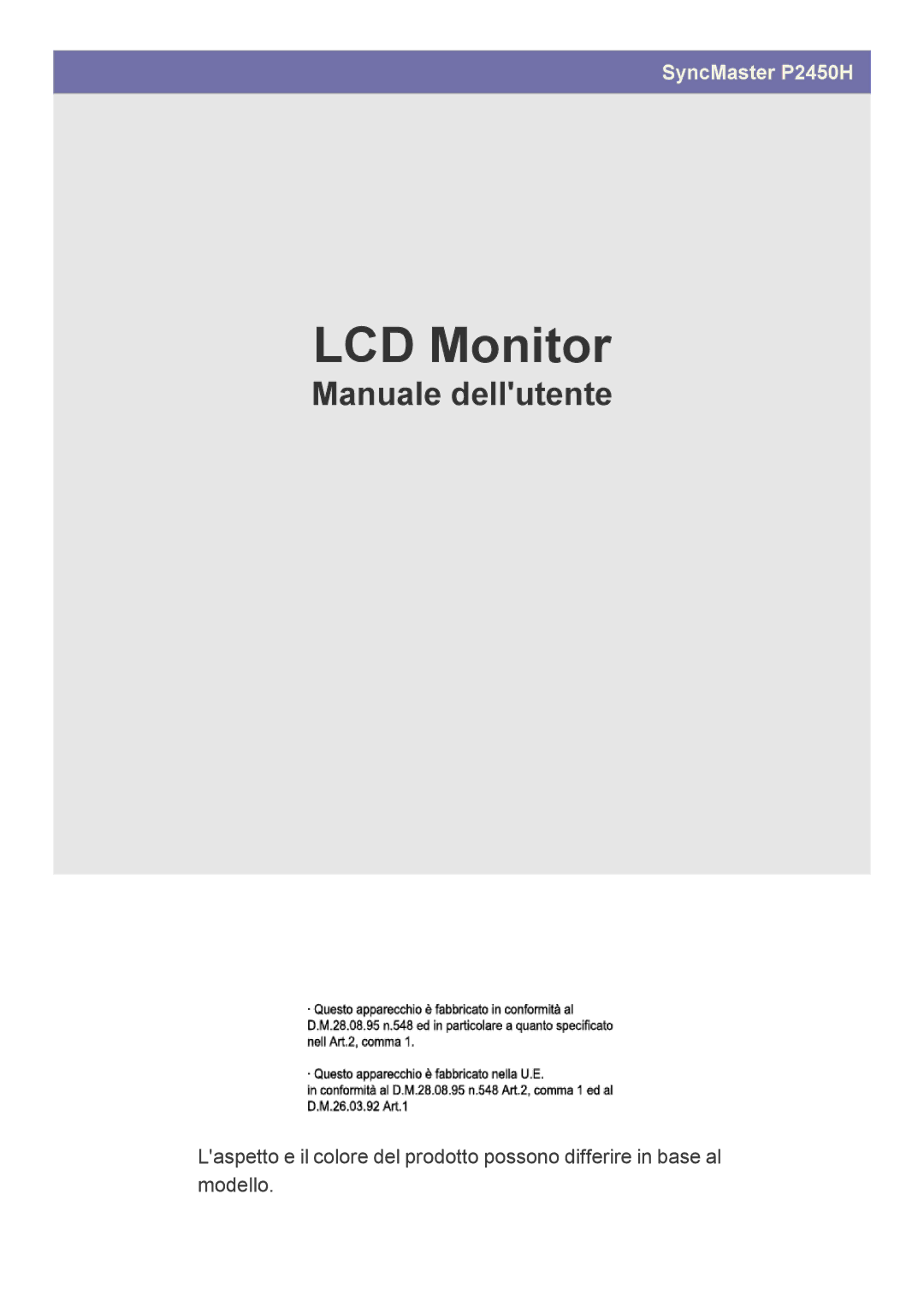 Samsung LS24LRZKUV/EN manual LCD Monitor 