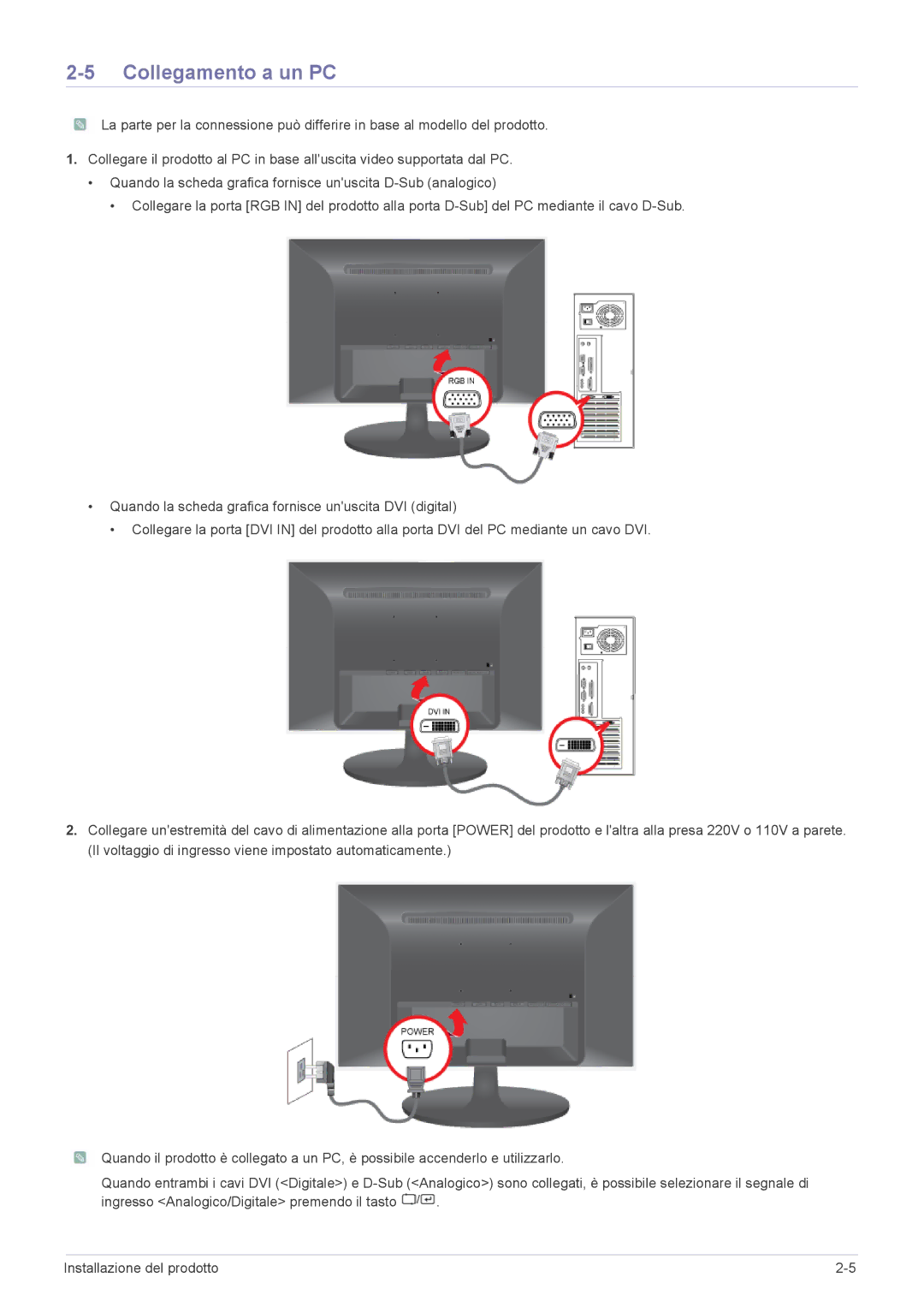 Samsung LS24LRZKUV/EN manual Collegamento a un PC 