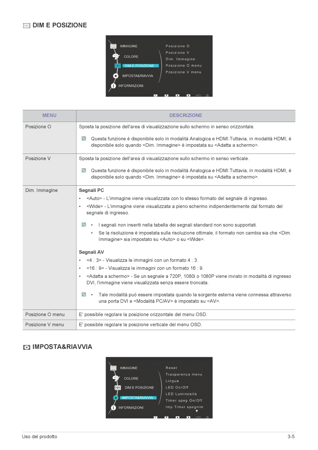 Samsung LS24LRZKUV/EN manual Segnali PC, Segnali AV 