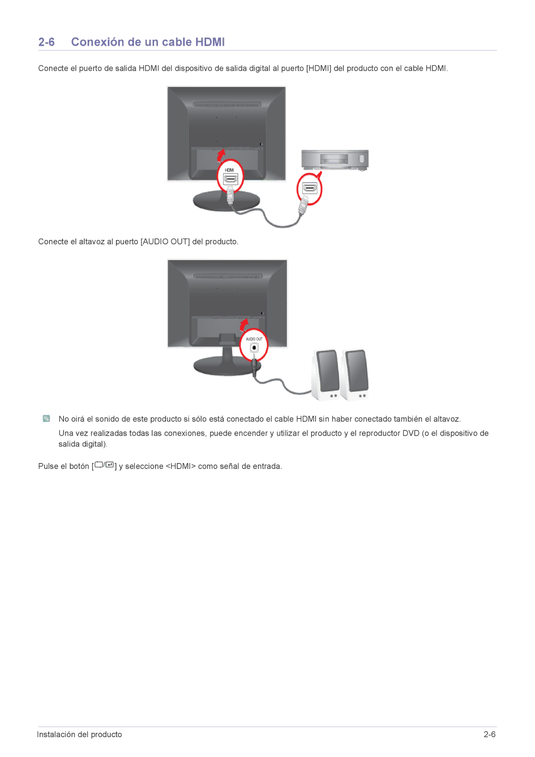 Samsung LS24LRZKUV/EN manual Conexión de un cable Hdmi 