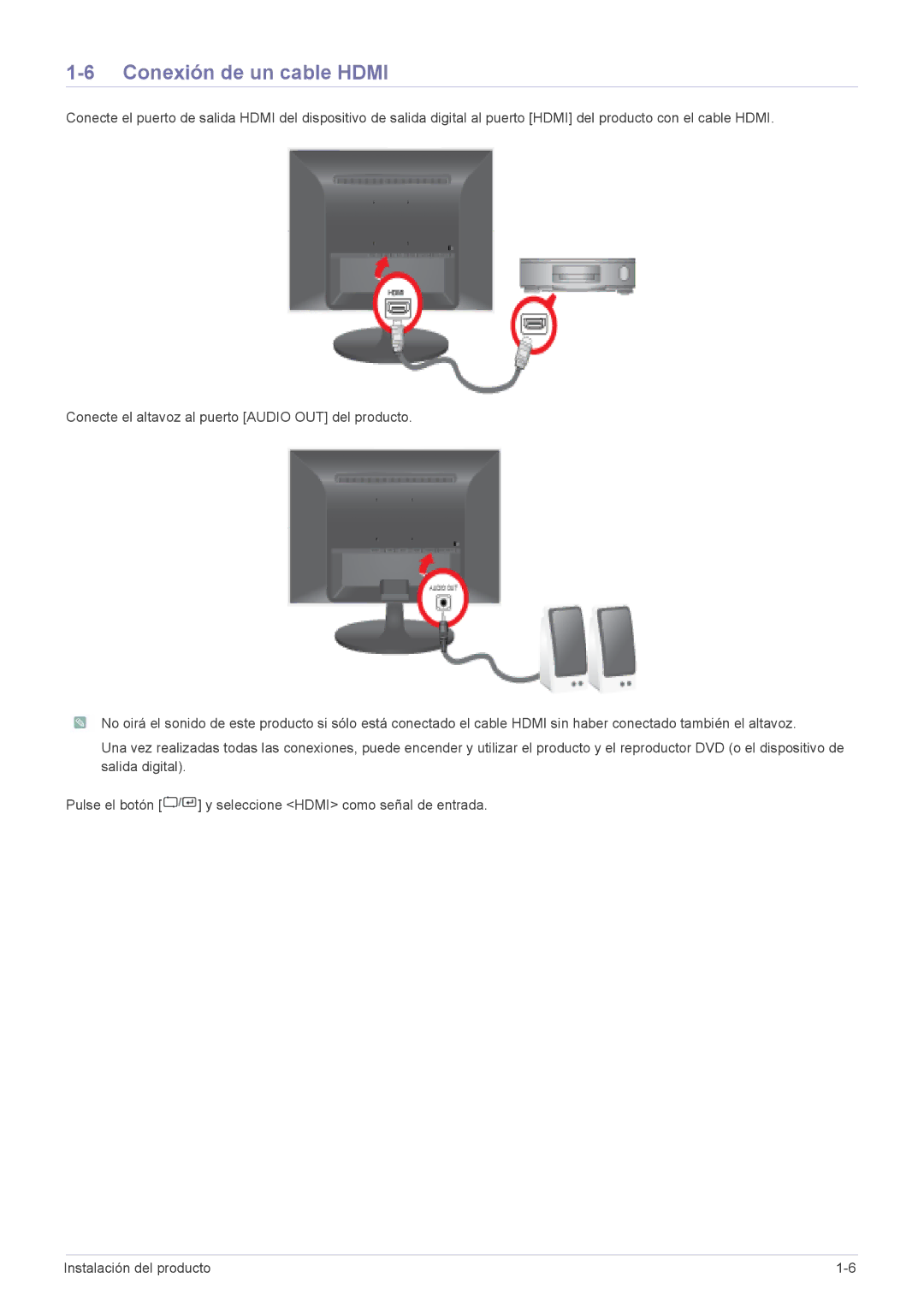 Samsung LS24LRZKUV/EN manual Conexión de un cable Hdmi 