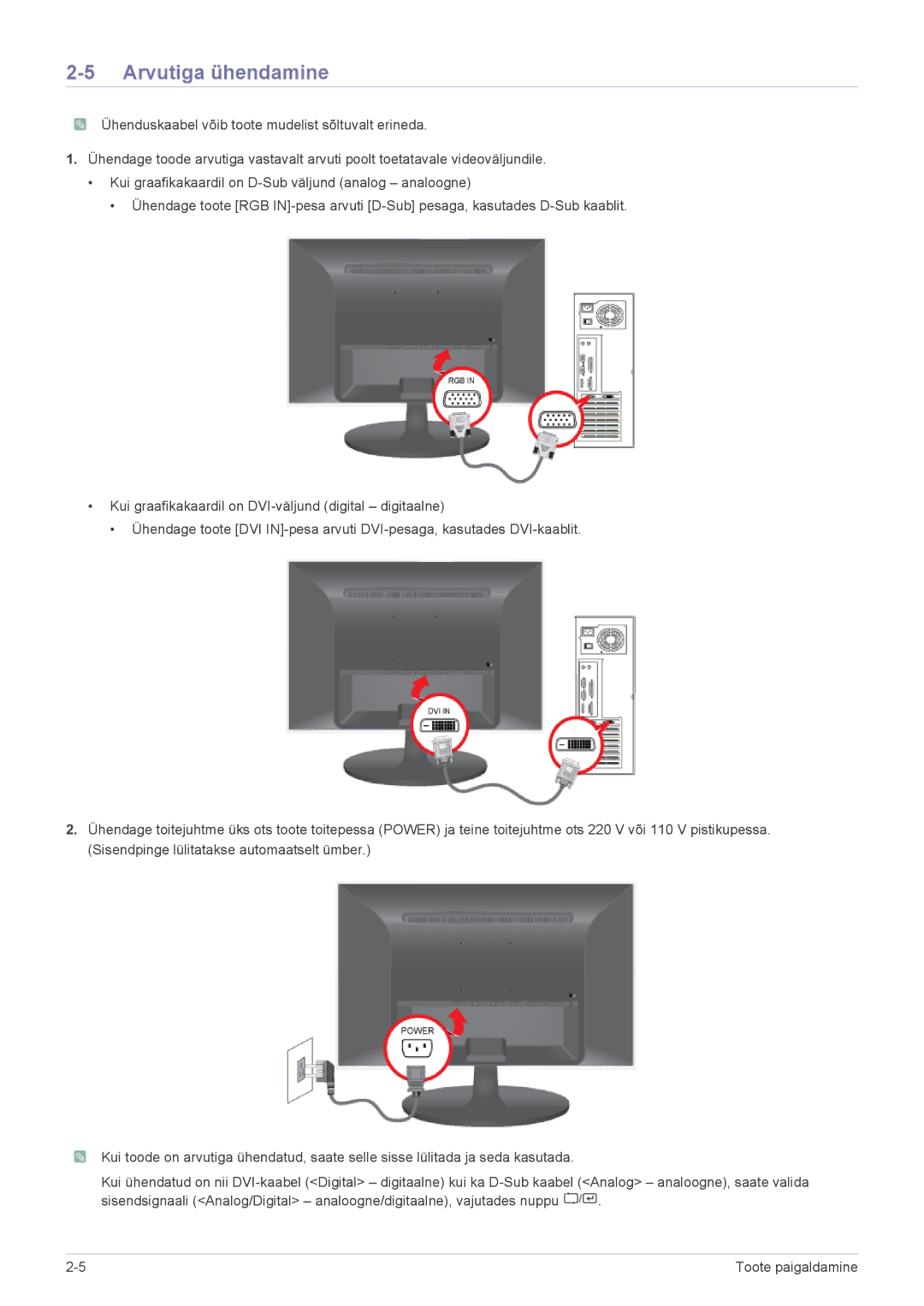 Samsung LS24LRZKUV/EN manual Arvutiga ühendamine 