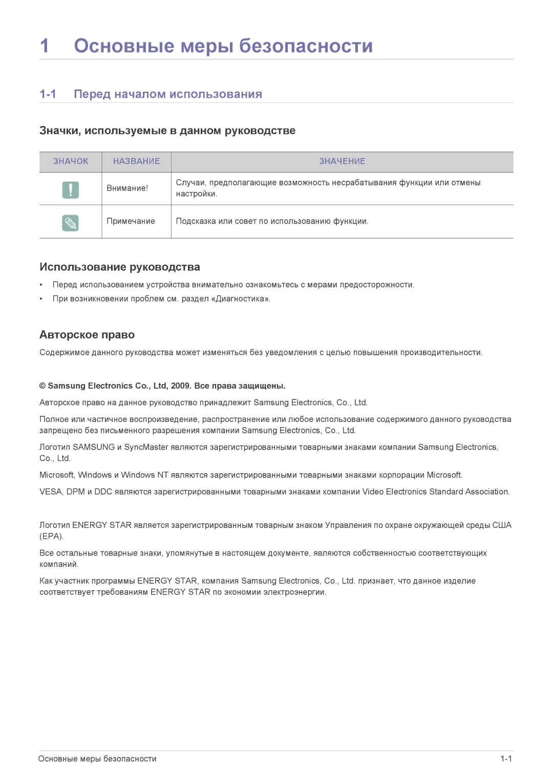 Samsung LS24LRZKUV/EN Основные меры безопасности, Перед началом использования, Значки, используемые в данном руководстве 