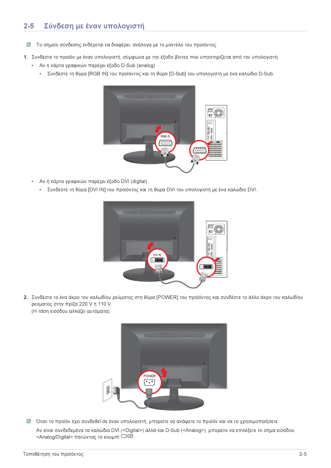 Samsung LS24LRZKUV/EN manual Σύνδεση με έναν υπολογιστή 