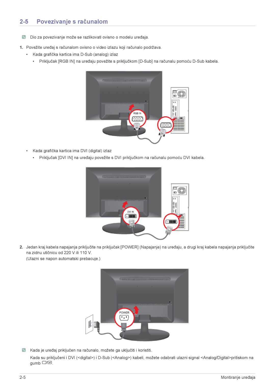 Samsung LS24LRZKUV/EN manual Povezivanje s računalom 