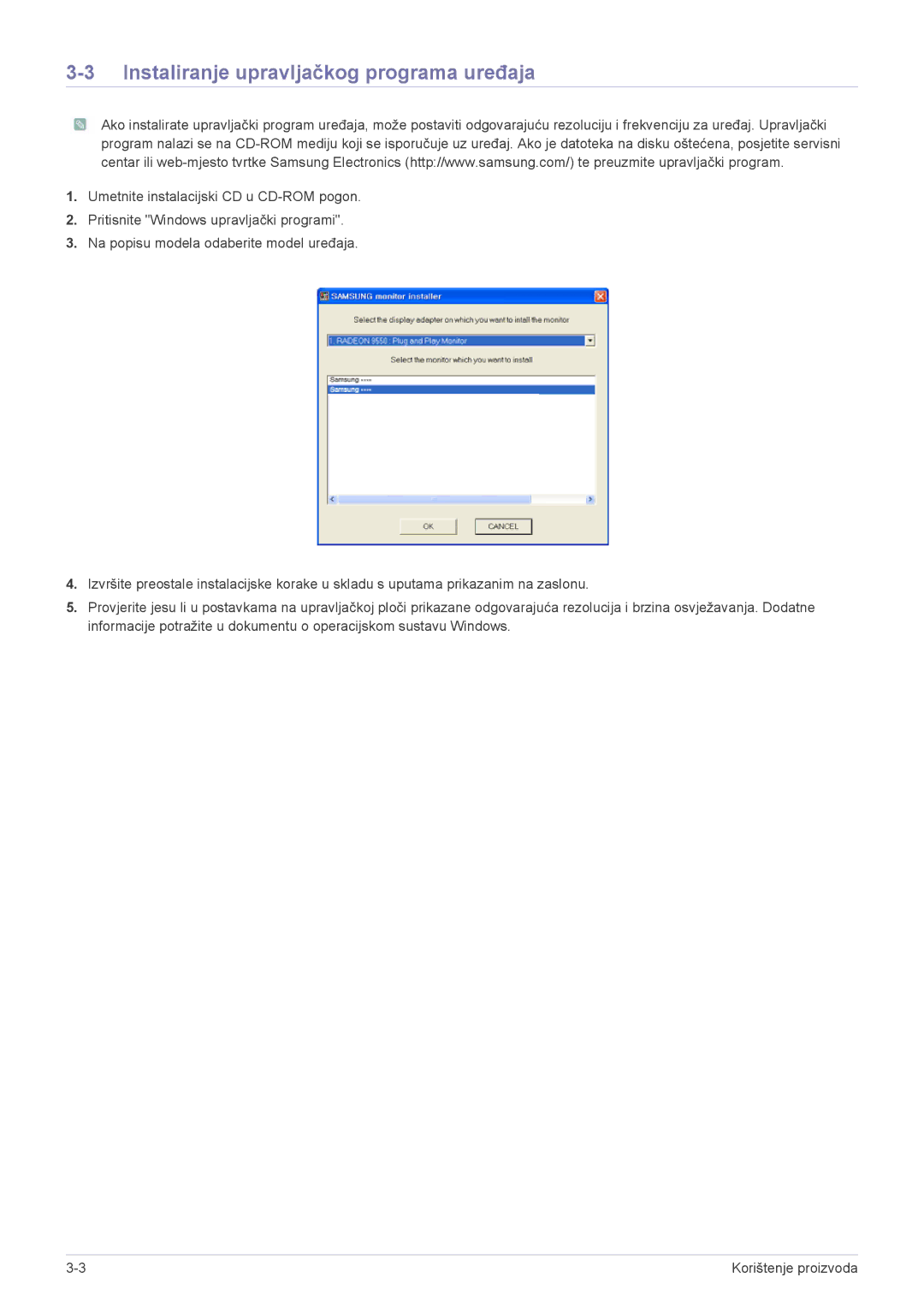 Samsung LS24LRZKUV/EN manual Instaliranje upravljačkog programa uređaja 